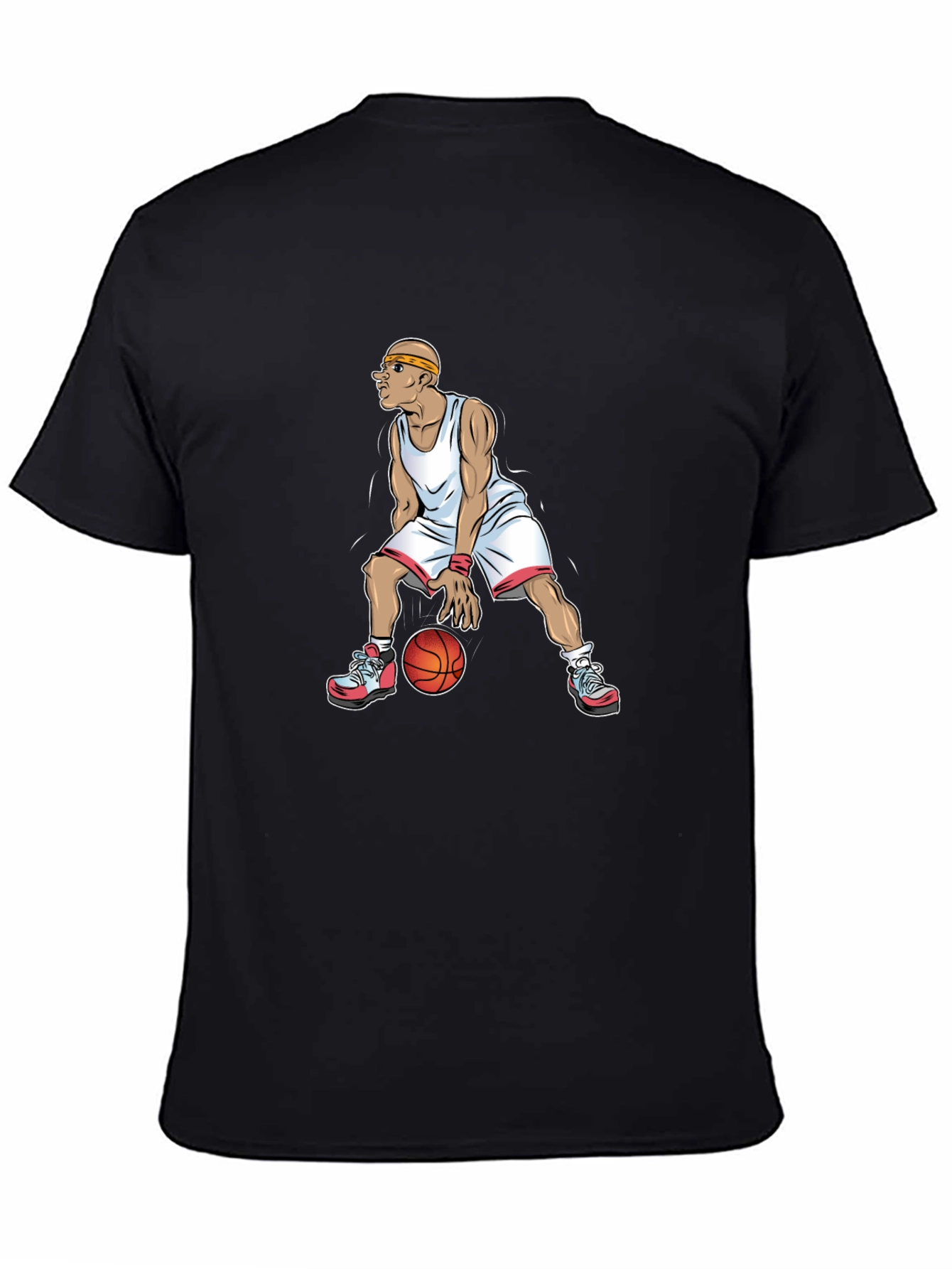 Basketball Player Graphic Tee - Black Cotton T-Shirt