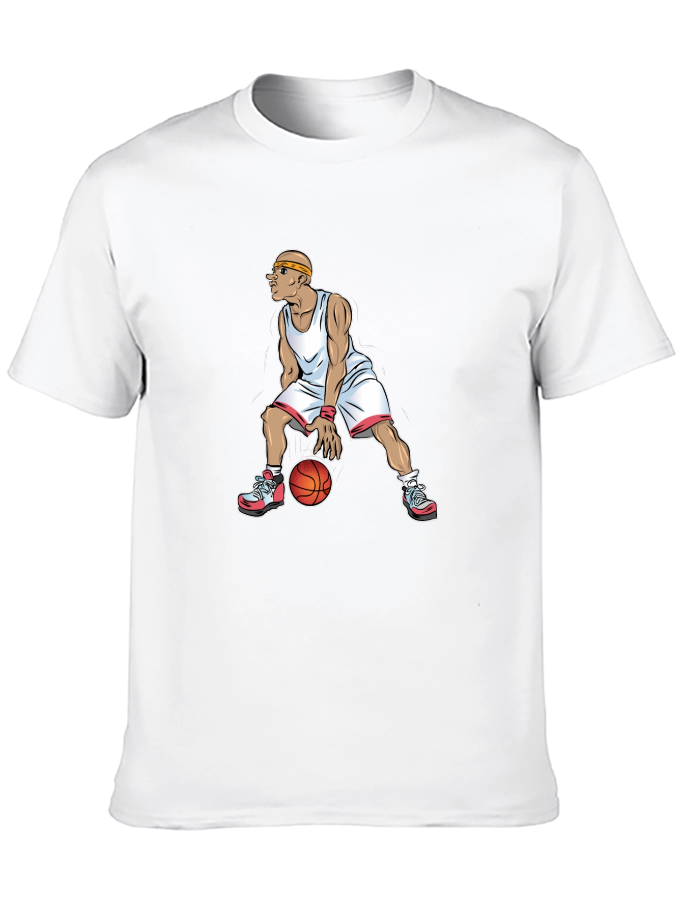 Basketball Player Graphic Tee - Black Cotton T-Shirt