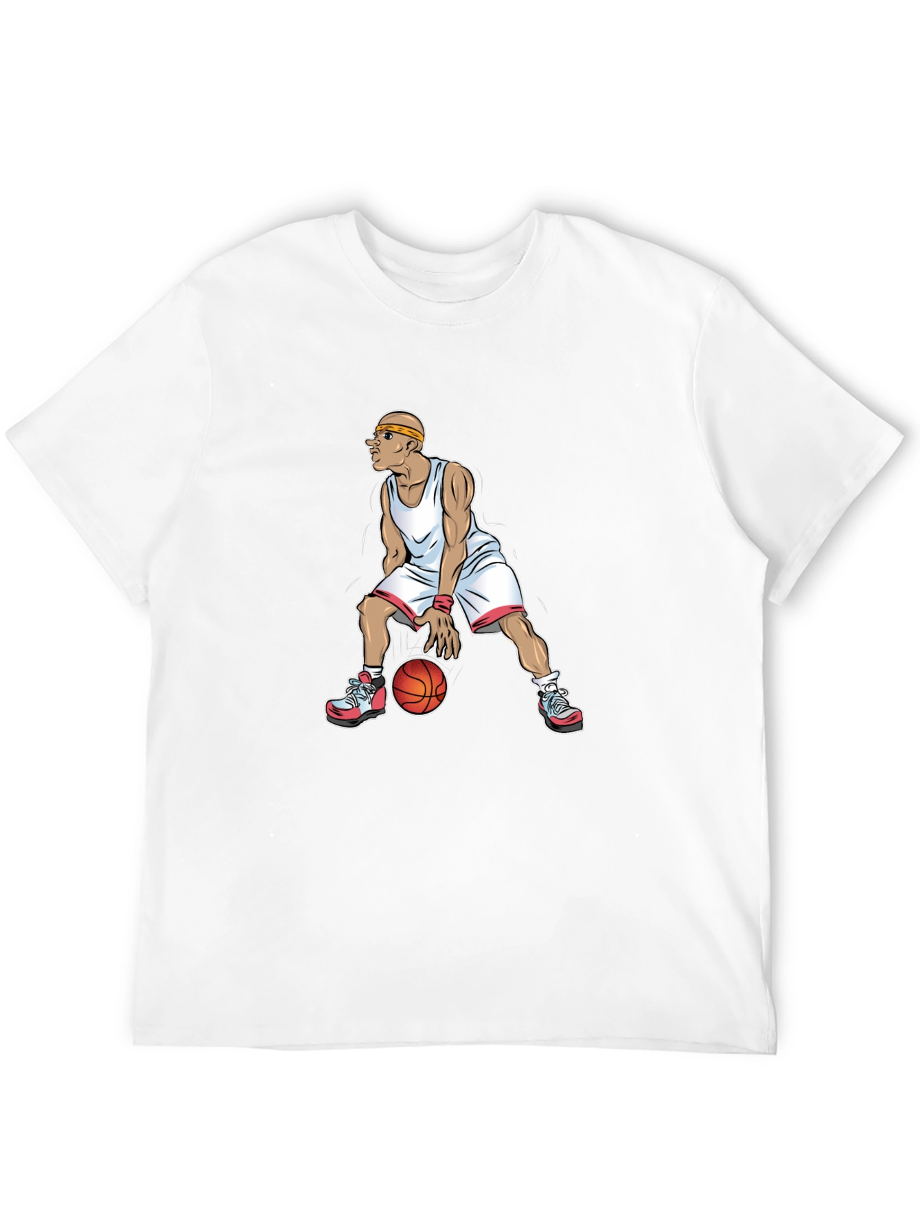 Basketball Player Graphic Tee - Black Cotton T-Shirt