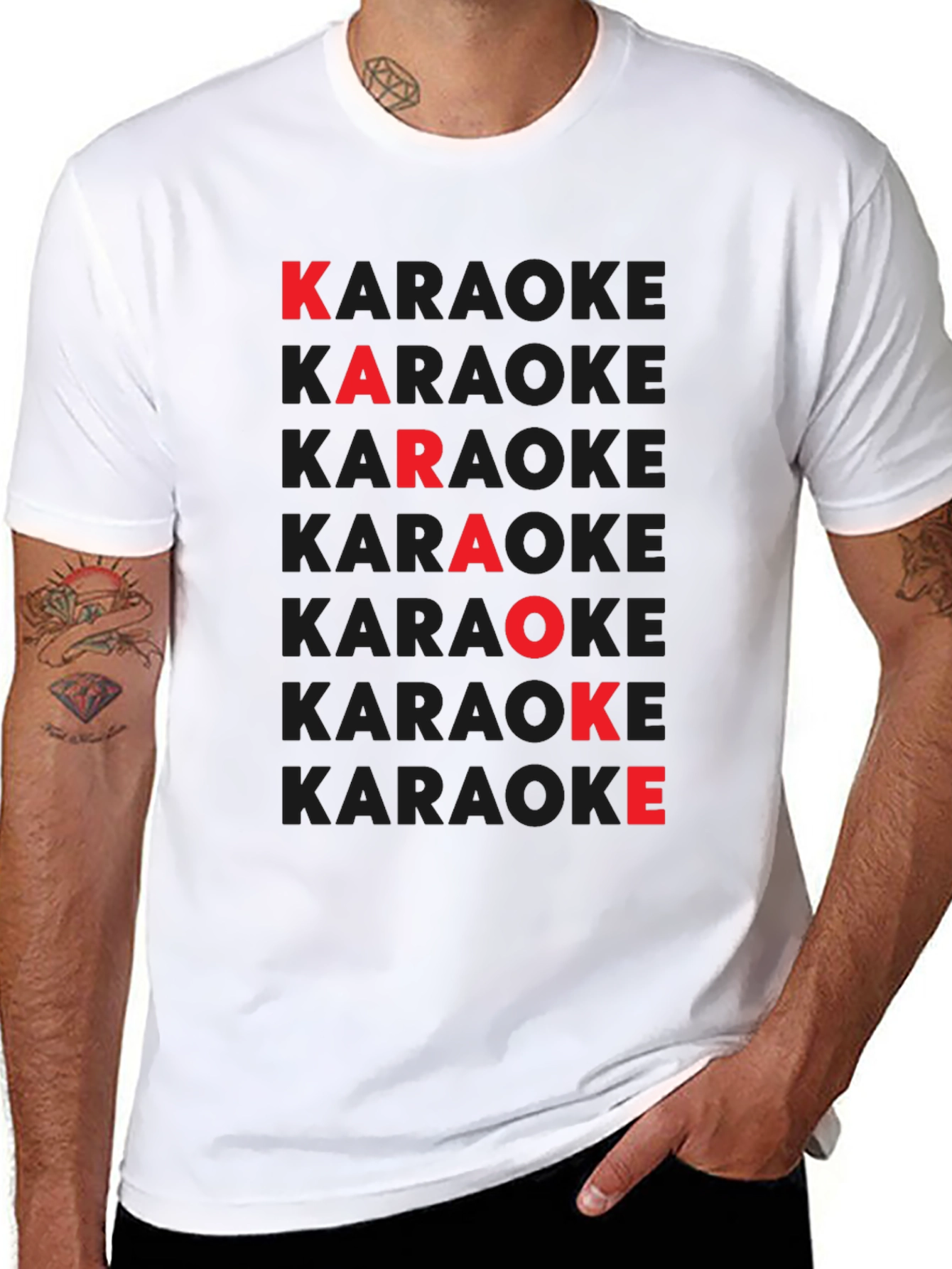 Karaoke Red Letter Black T-Shirt