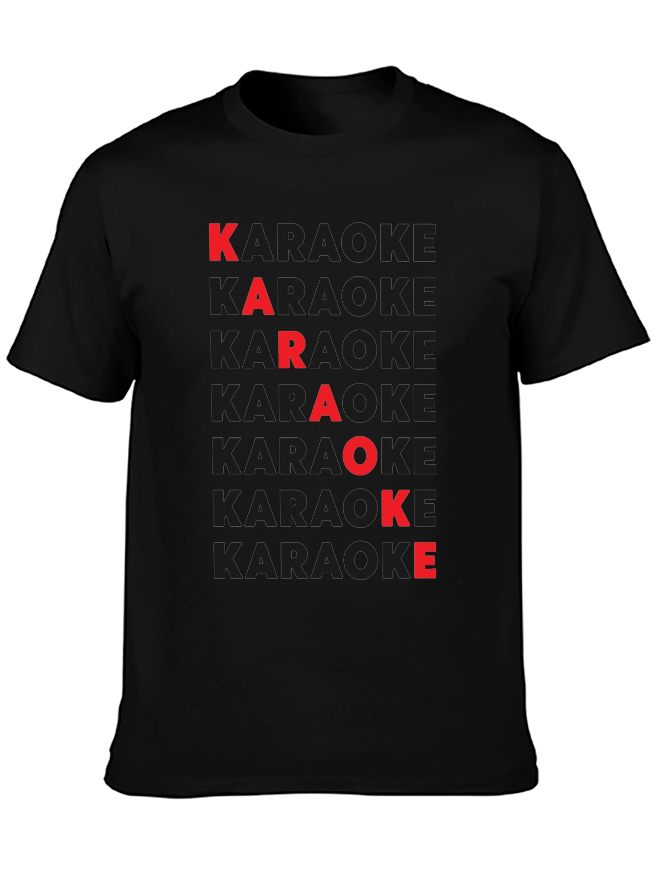 Karaoke Red Letter Black T-Shirt