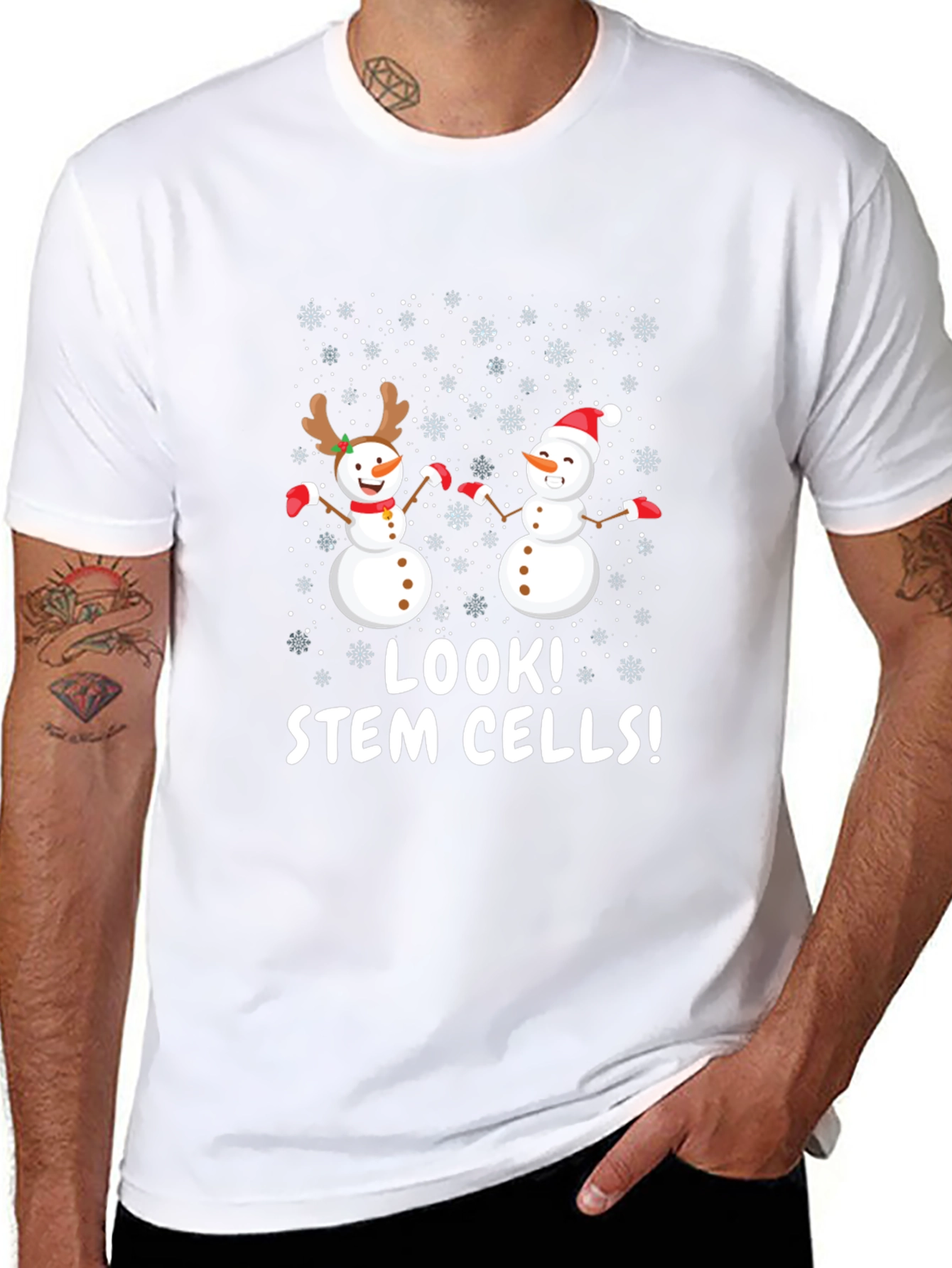 Look! Stem Cells! Funny Christmas Snowman T-Shirt
