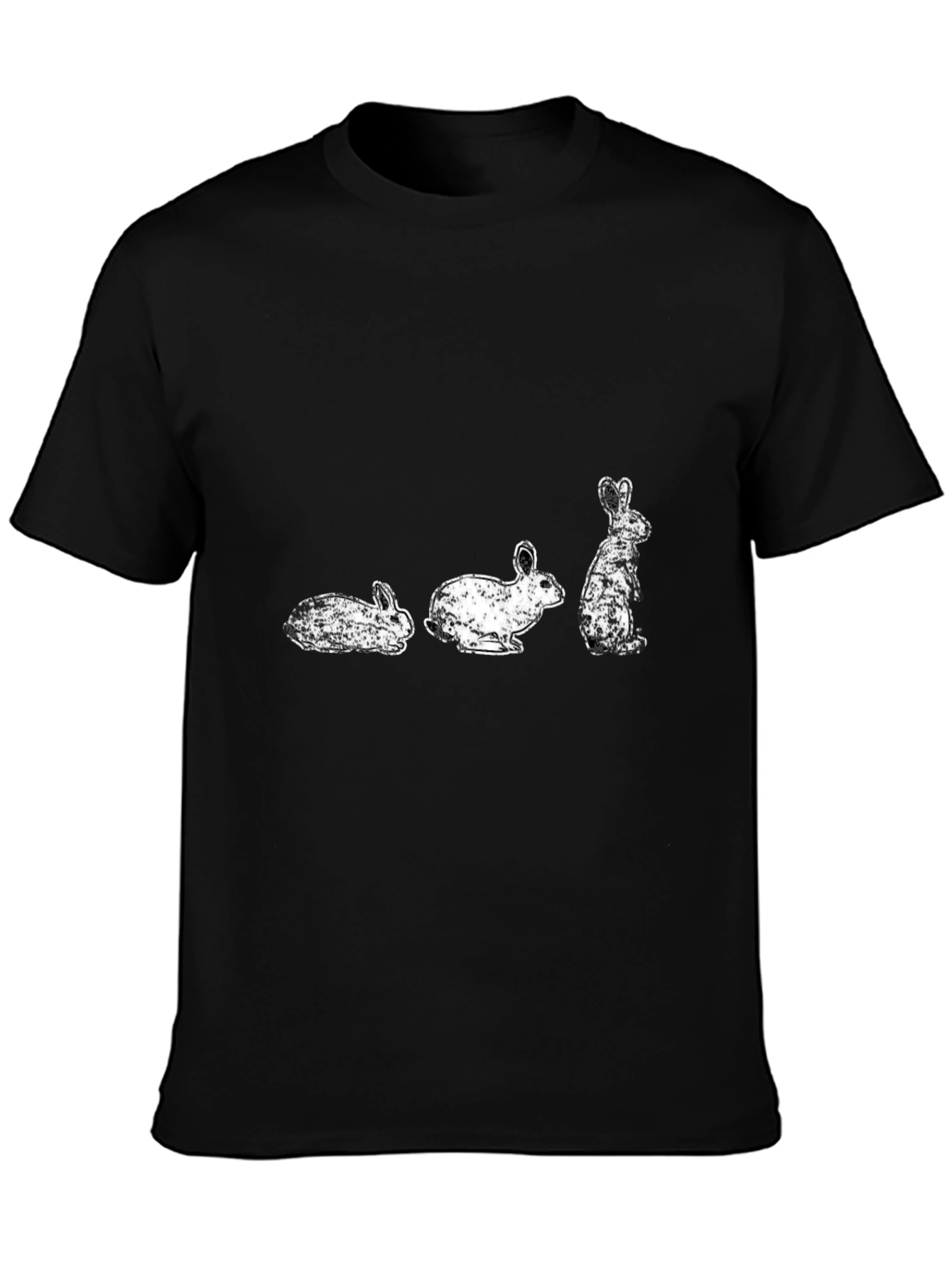 Rabbit Evolution Graphic Print Black T-Shirt