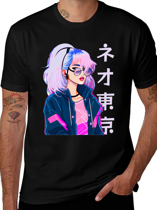 Neo Tokyo Girl Graphic Tee - Anime Style
