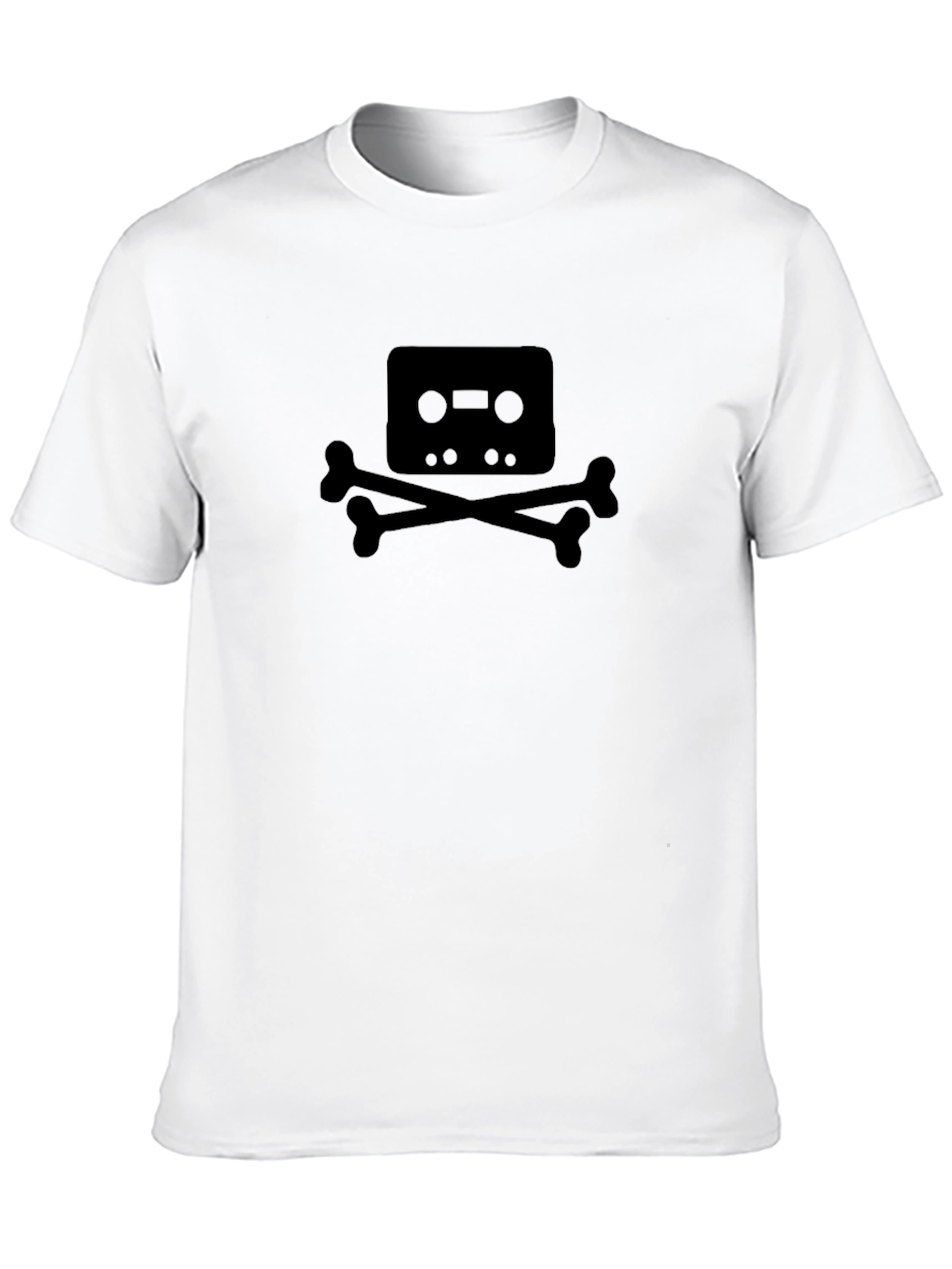 Cassette Tape Skull Graphic T-Shirt - Black