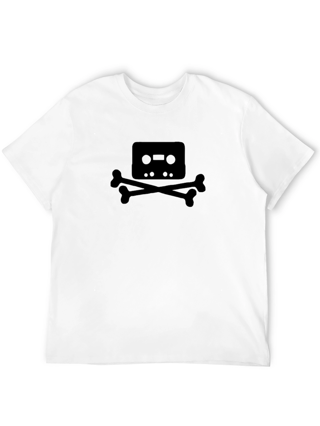 Cassette Tape Skull Graphic T-Shirt - Black