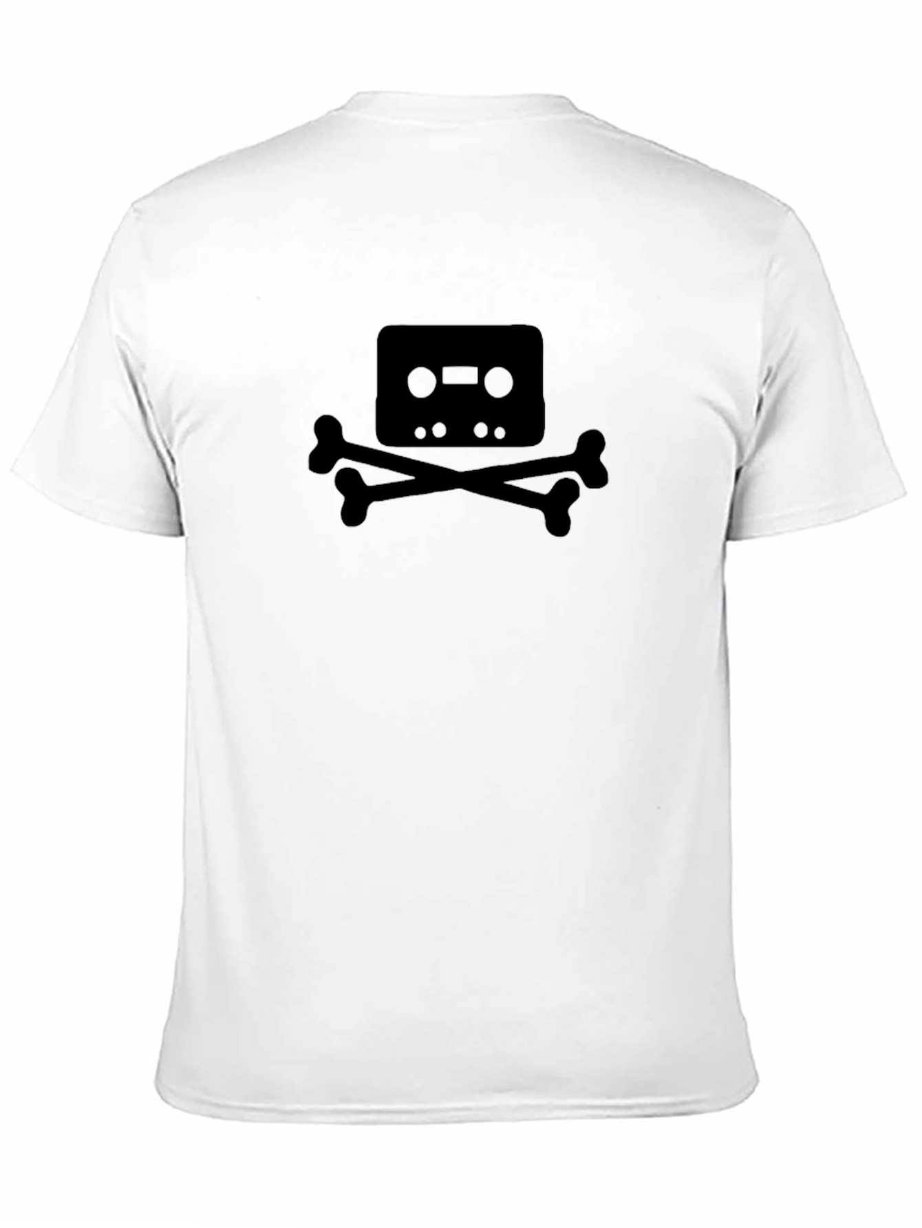 Cassette Tape Skull Graphic T-Shirt - Black