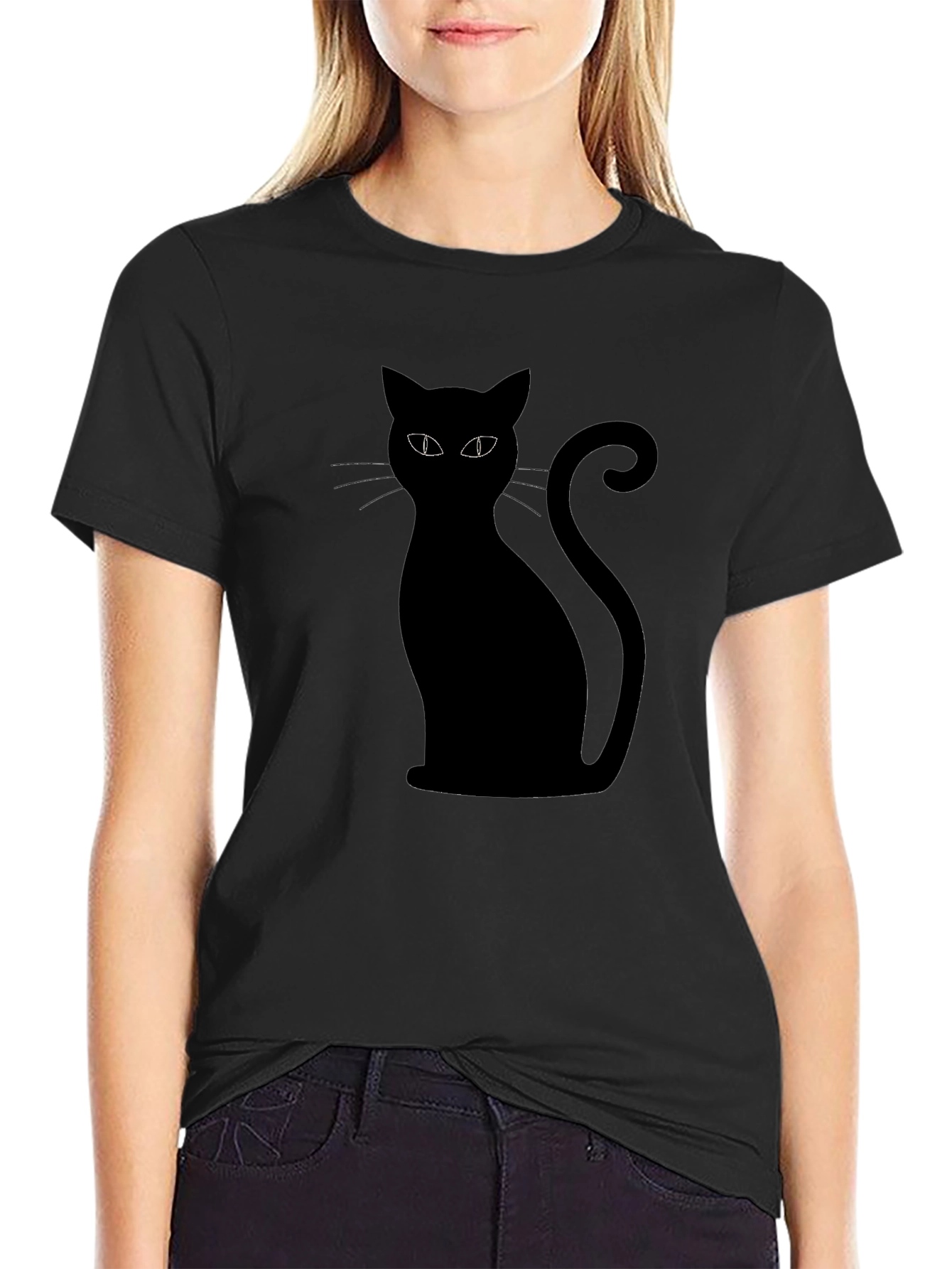 Black Cat Graphic T-Shirt - Halloween Style