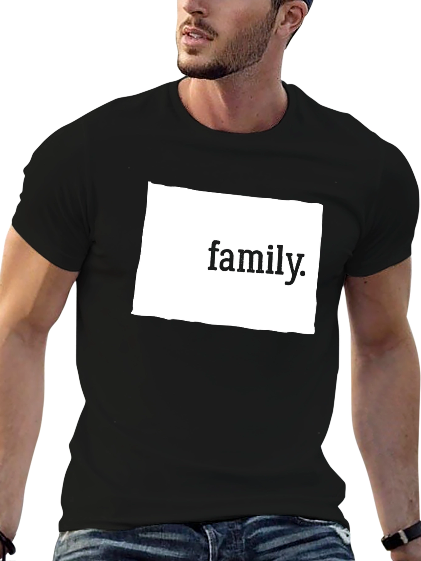 Family T-Shirt - Black Cotton Blend Casual Tee