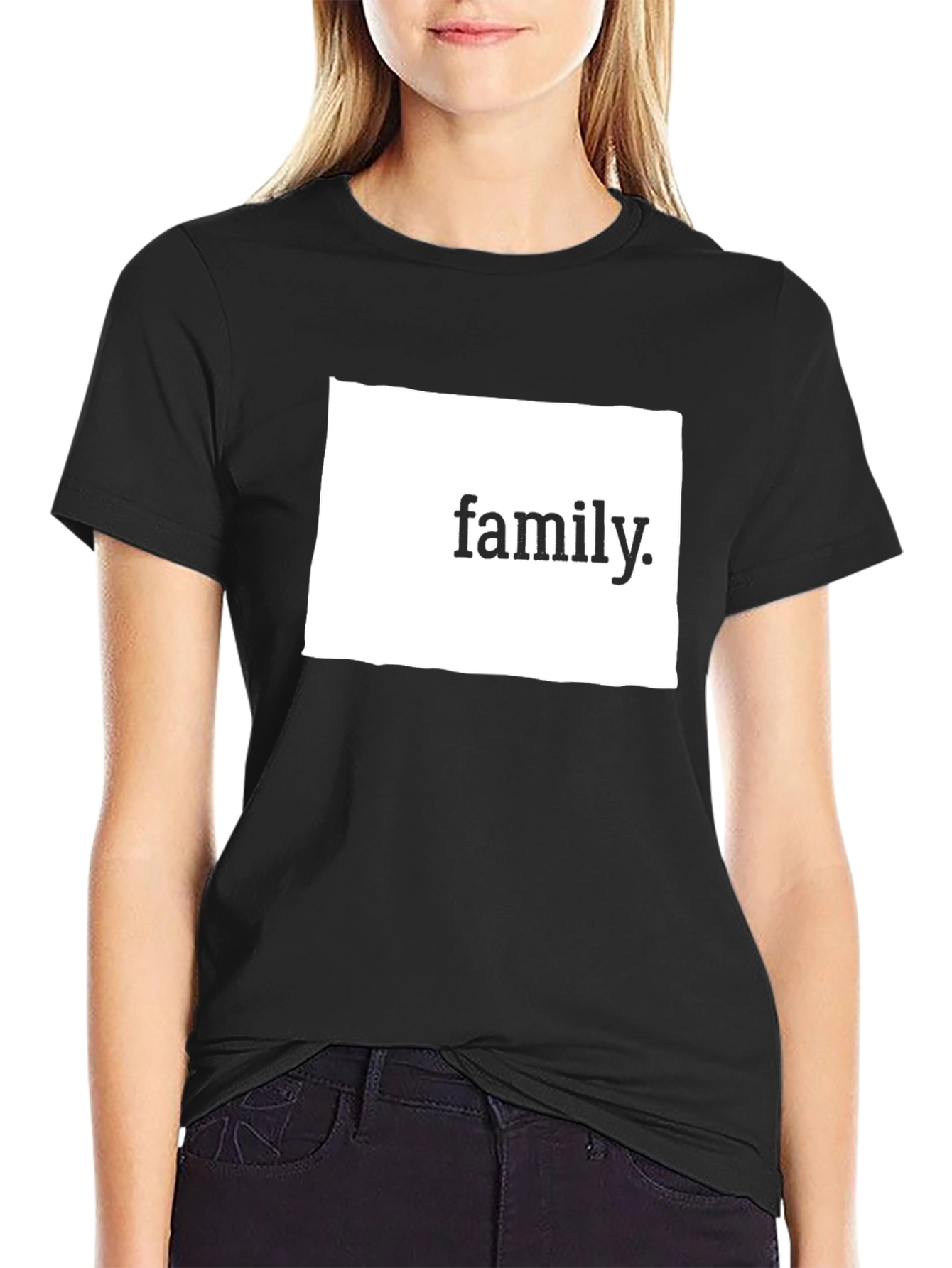 Family T-Shirt - Black Cotton Blend Casual Tee