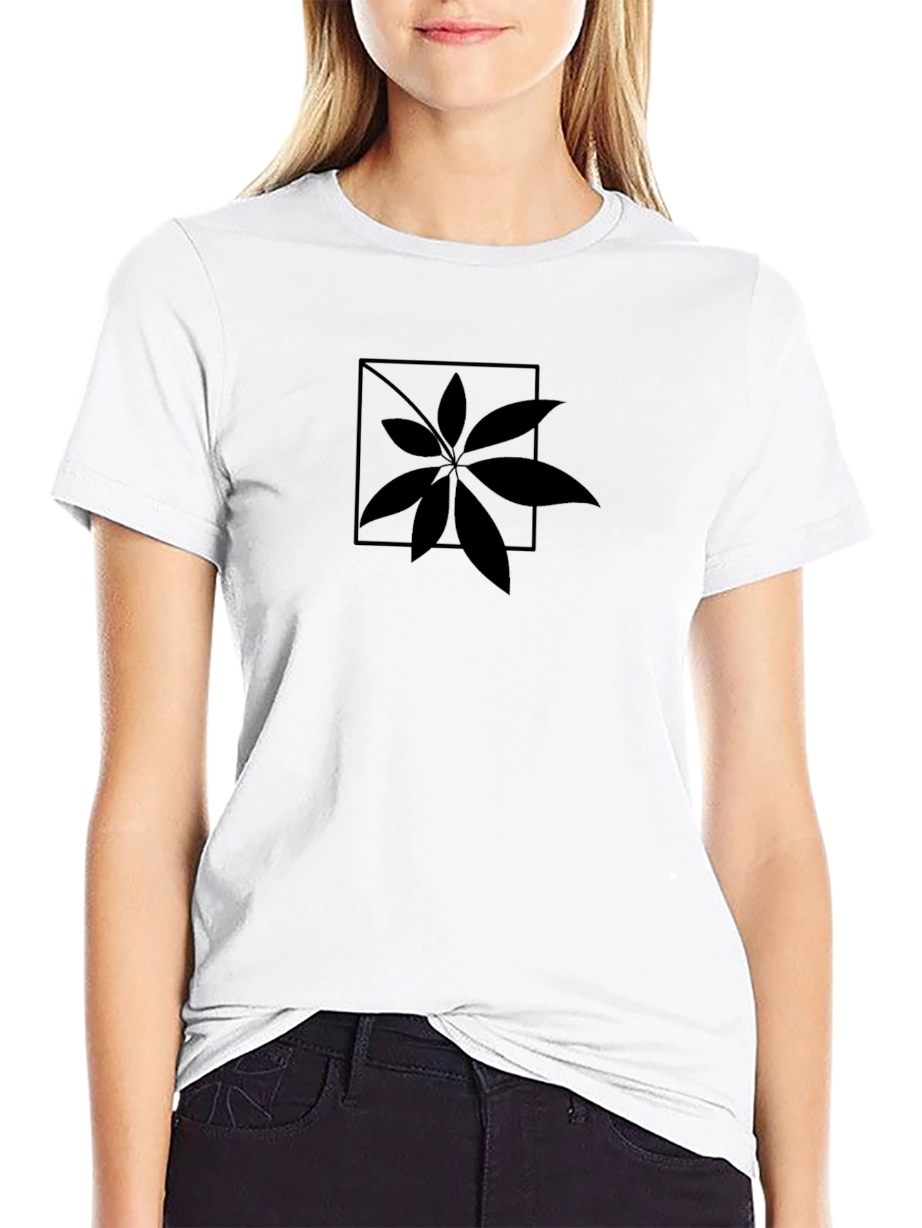 Stylish Black Leaf Graphic T-Shirt