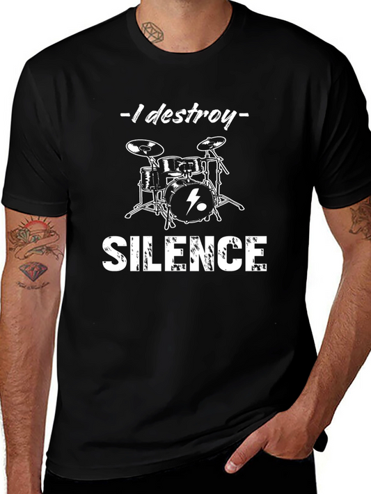 I Destroy Silence T-Shirt - Drum Kit Design
