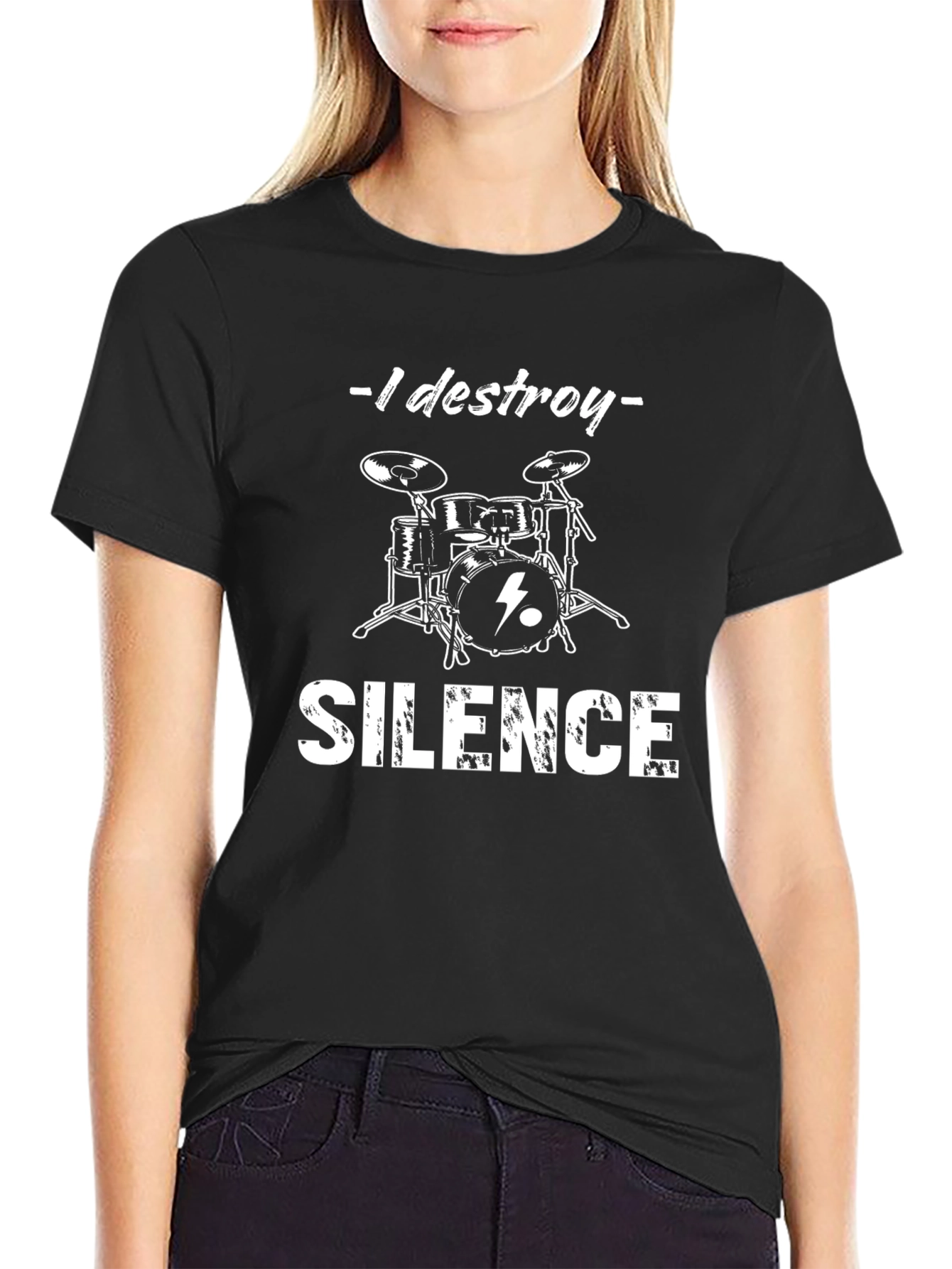 I Destroy Silence T-Shirt - Drum Kit Design