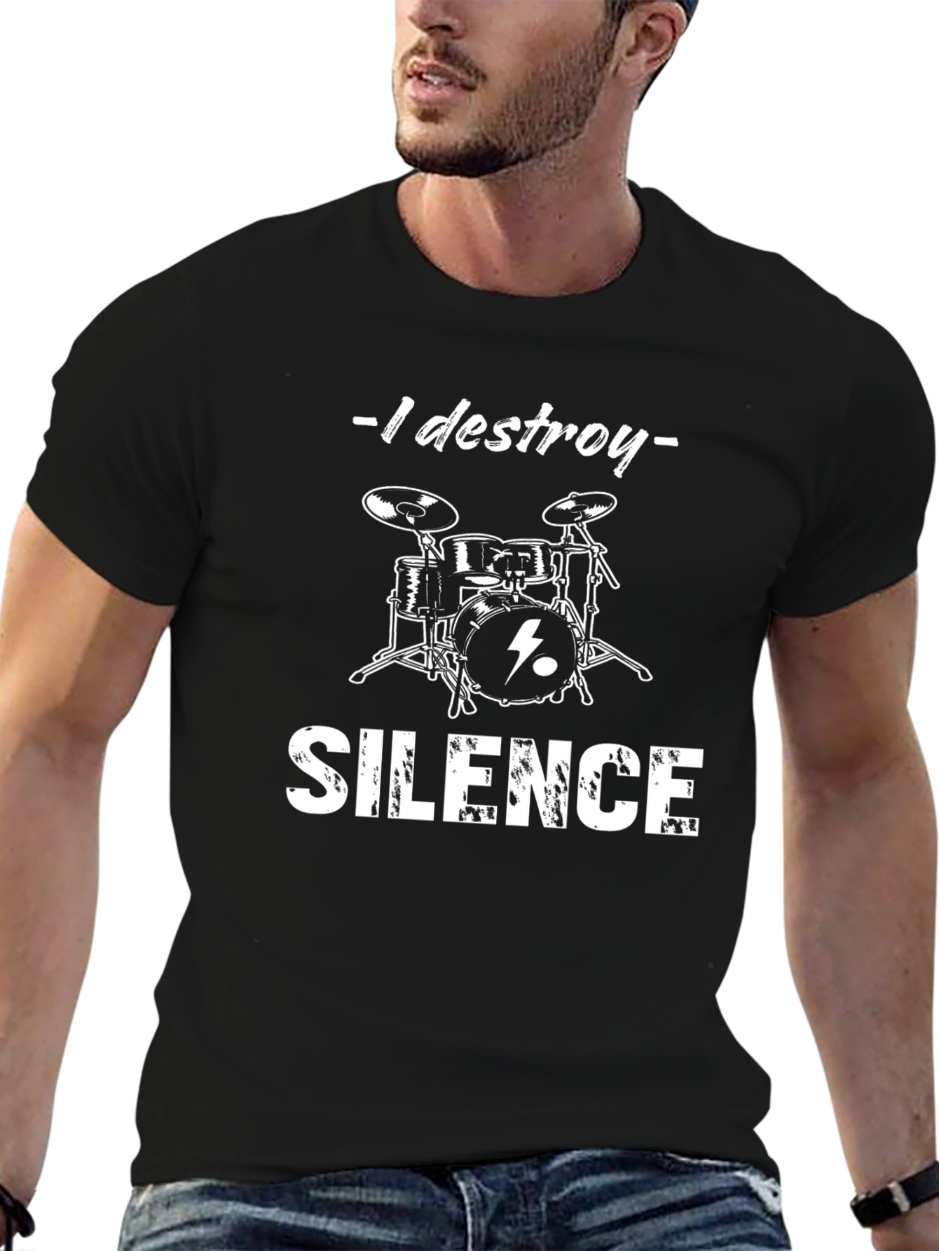 I Destroy Silence T-Shirt - Drum Kit Design