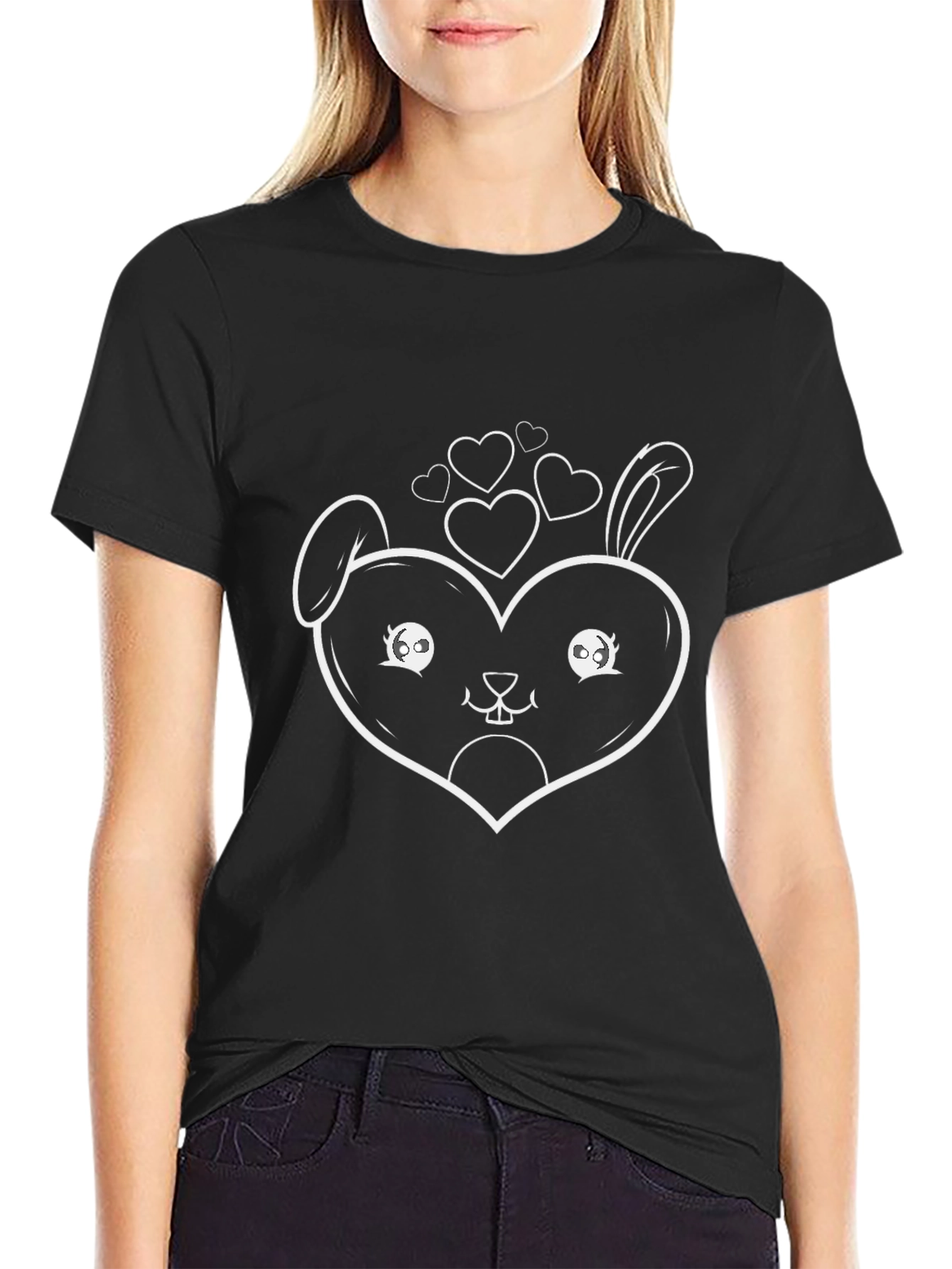 Cute Bunny Heart Graphic Tee