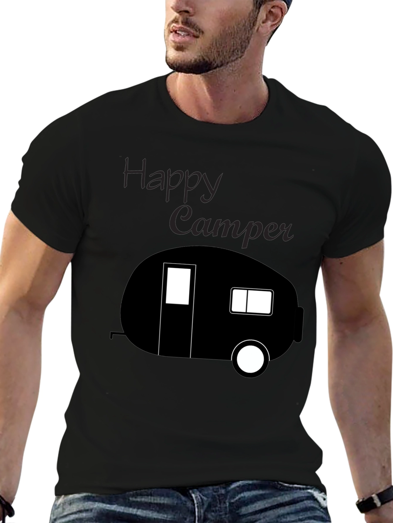Happy Camper Tee - Black Camping T-Shirt