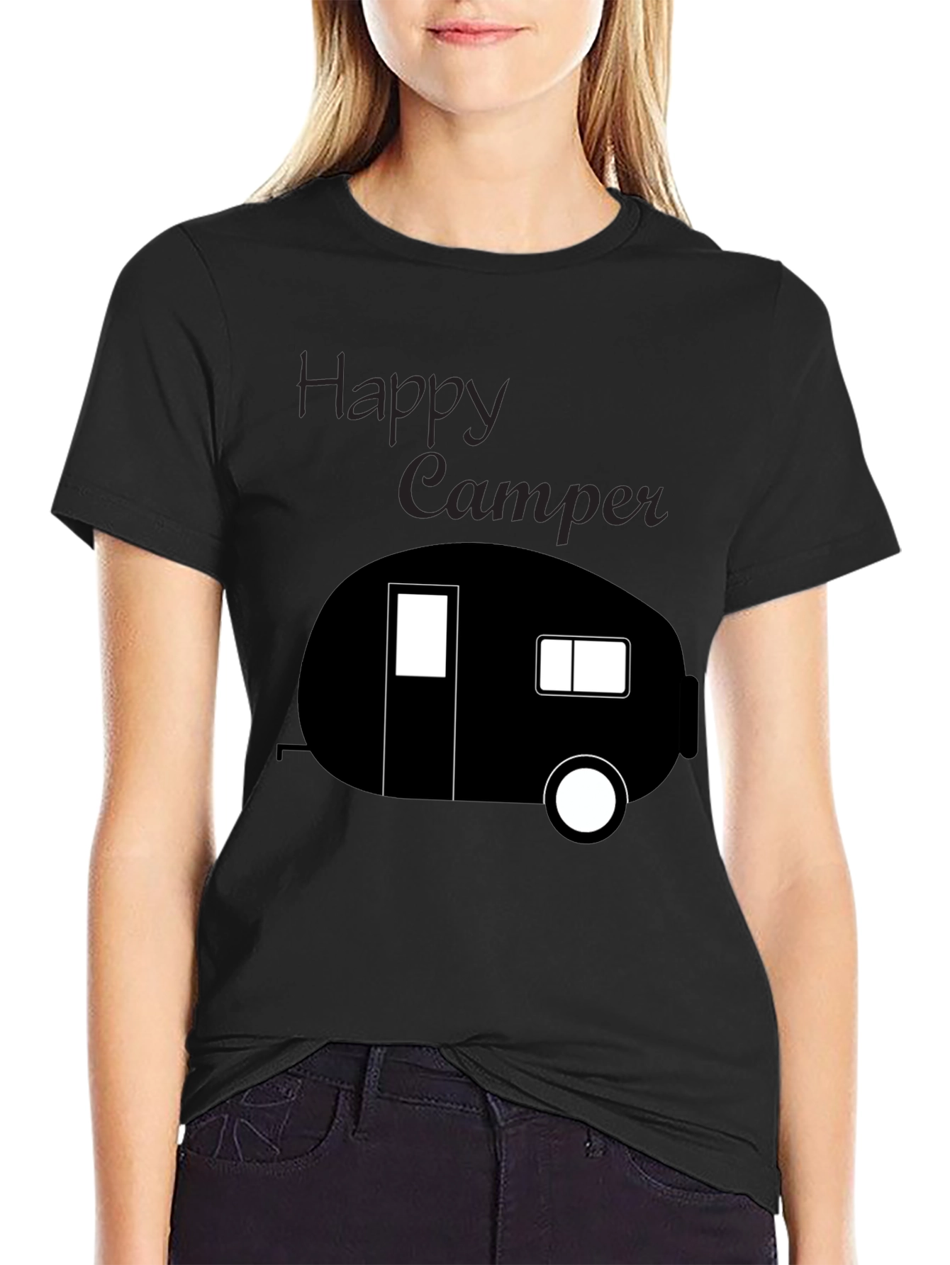 Happy Camper Tee - Black Camping T-Shirt