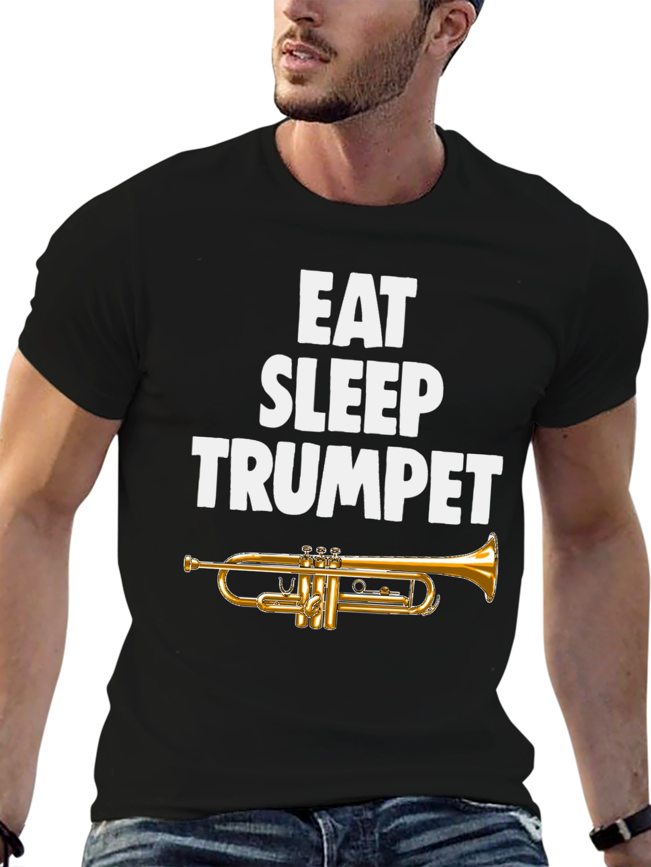 Eat Sleep Trumpet Black T-Shirt - Musicians Tee