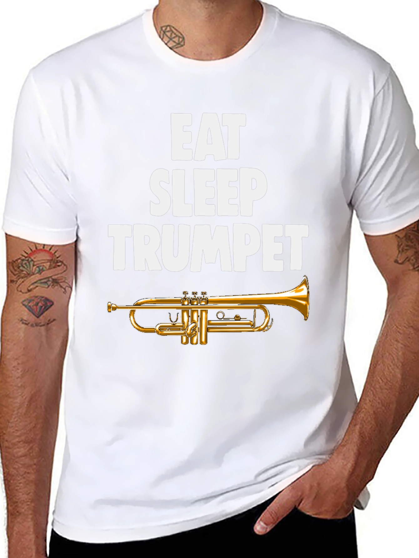 Eat Sleep Trumpet Black T-Shirt - Musicians Tee