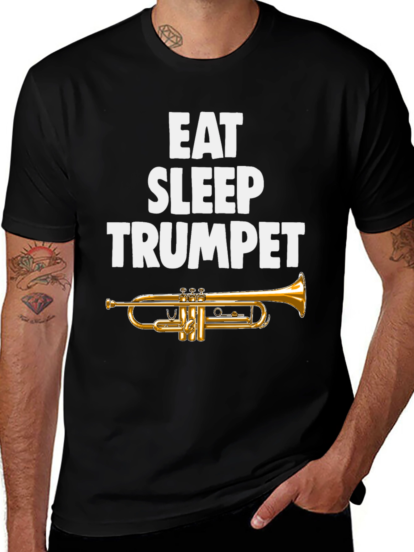 Eat Sleep Trumpet Black T-Shirt - Musicians Tee