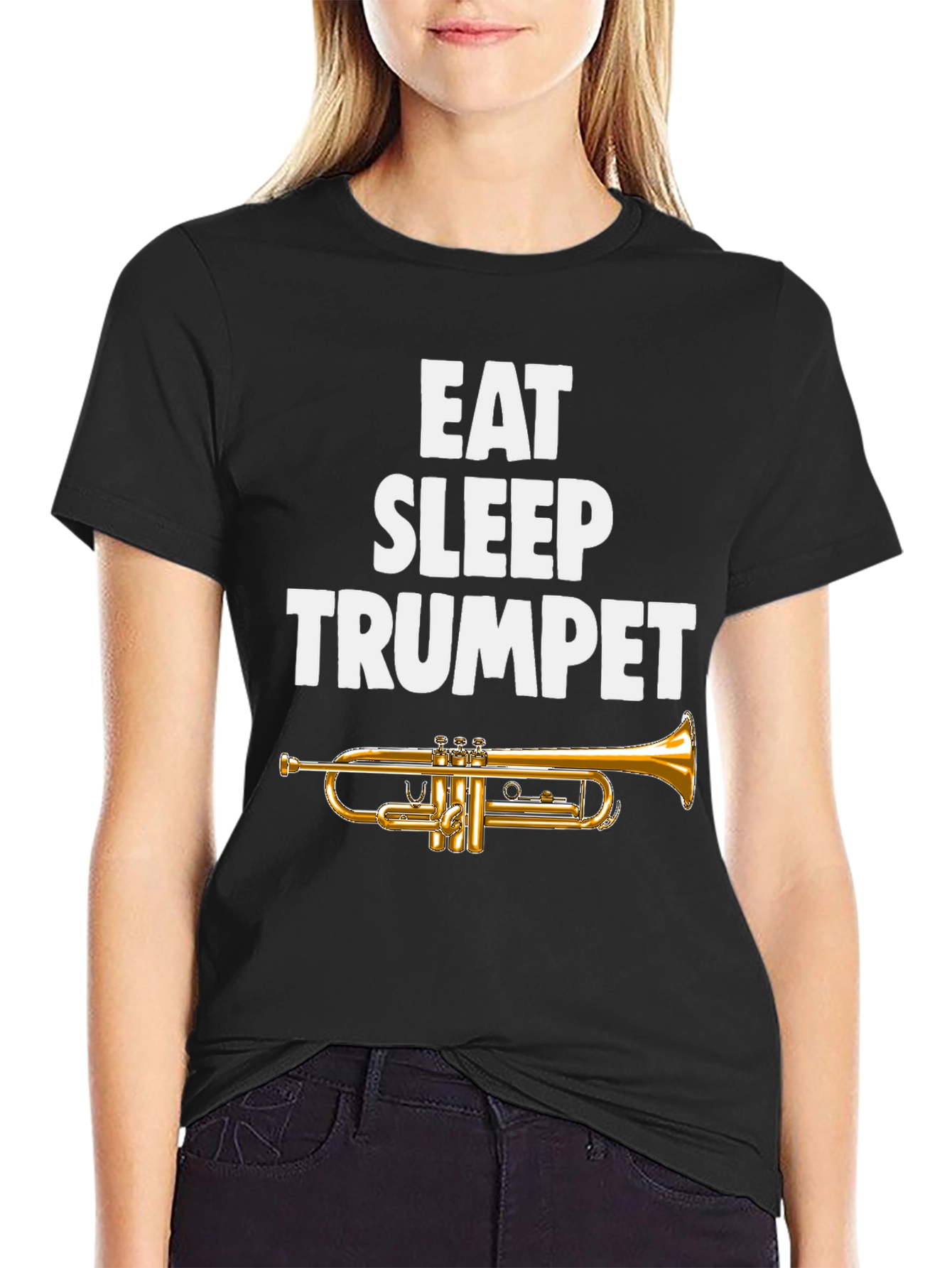 Eat Sleep Trumpet Black T-Shirt - Musicians Tee