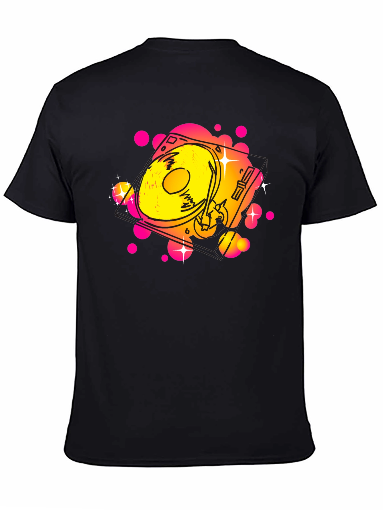 Retro Turntable Graphic Tee - Black