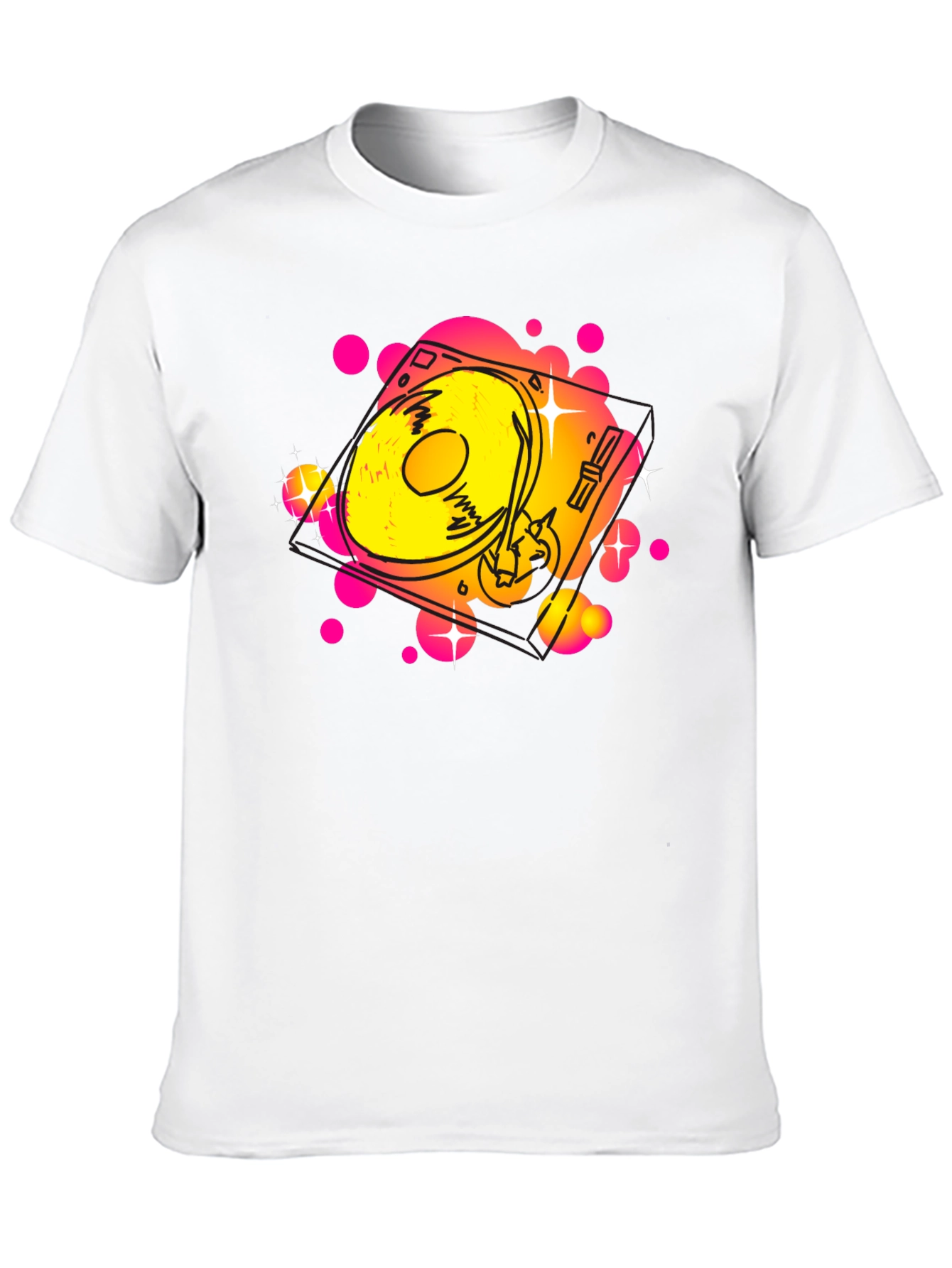 Retro Turntable Graphic Tee - Black