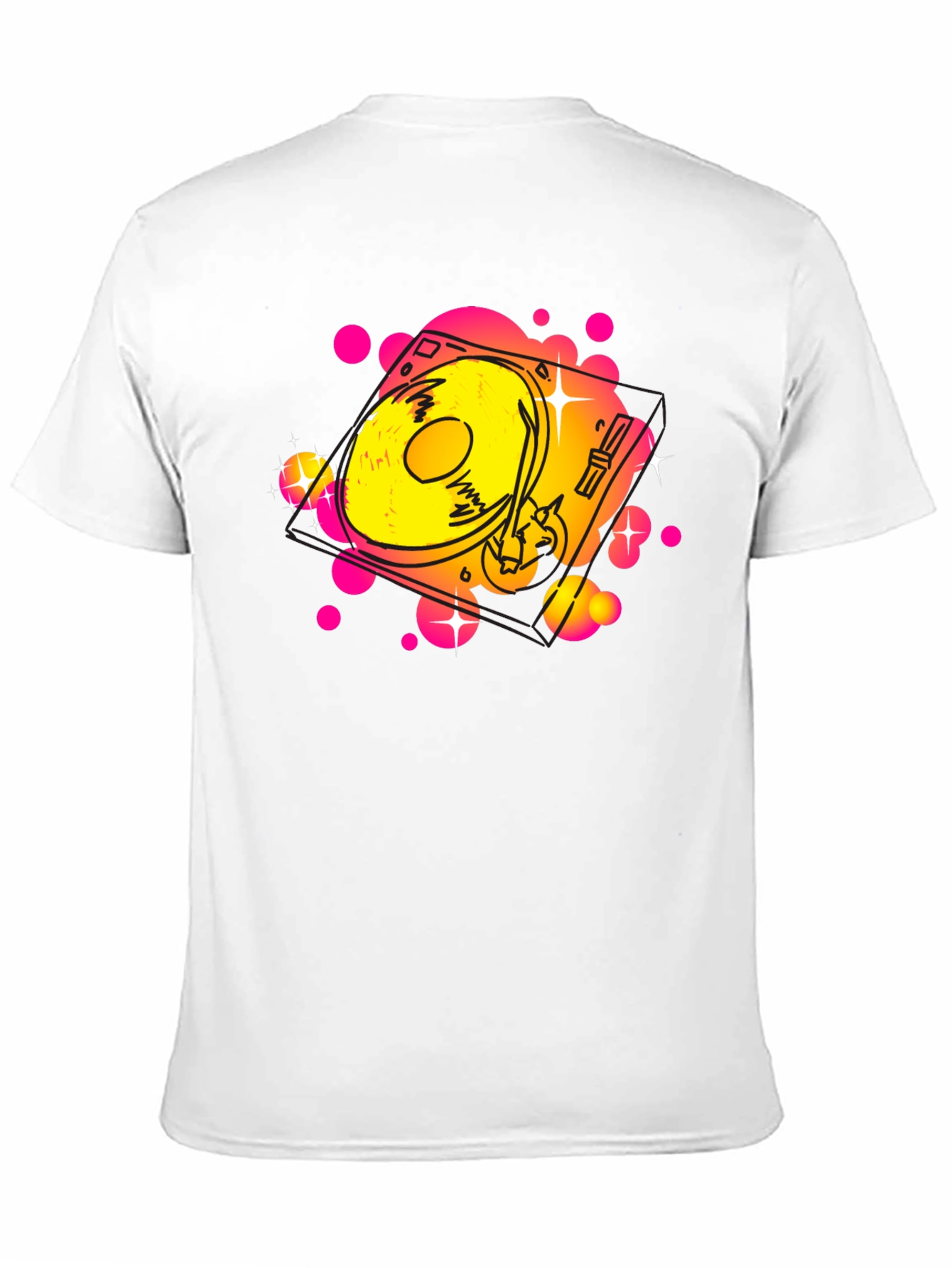 Retro Turntable Graphic Tee - Black