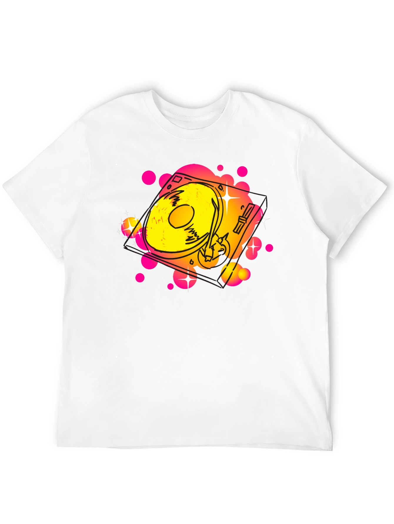 Retro Turntable Graphic Tee - Black