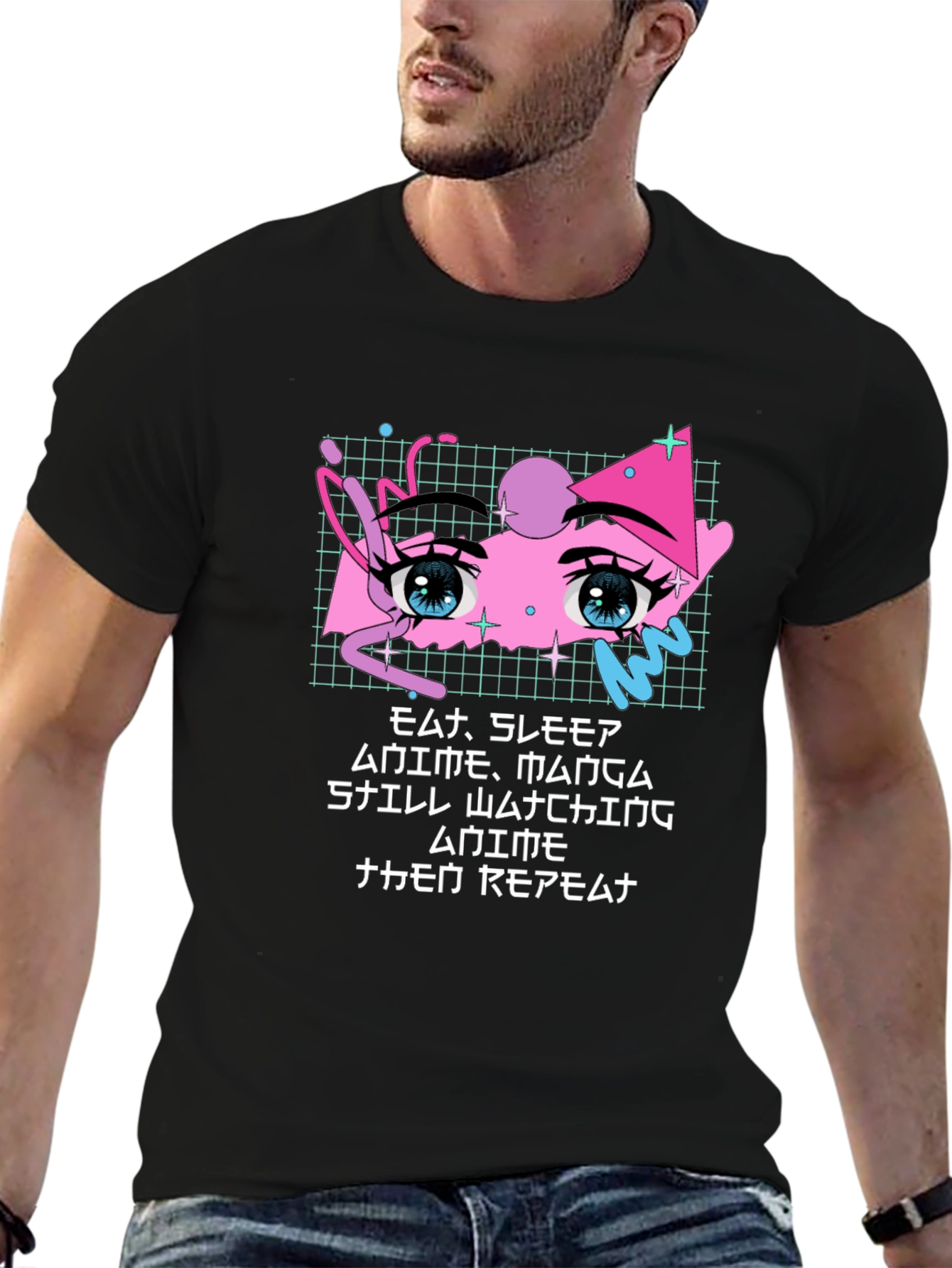 Anime Manga Graphic Black T-Shirt