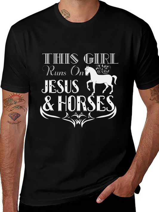 This Girl Runs on Jesus & Horses Graphic Tee