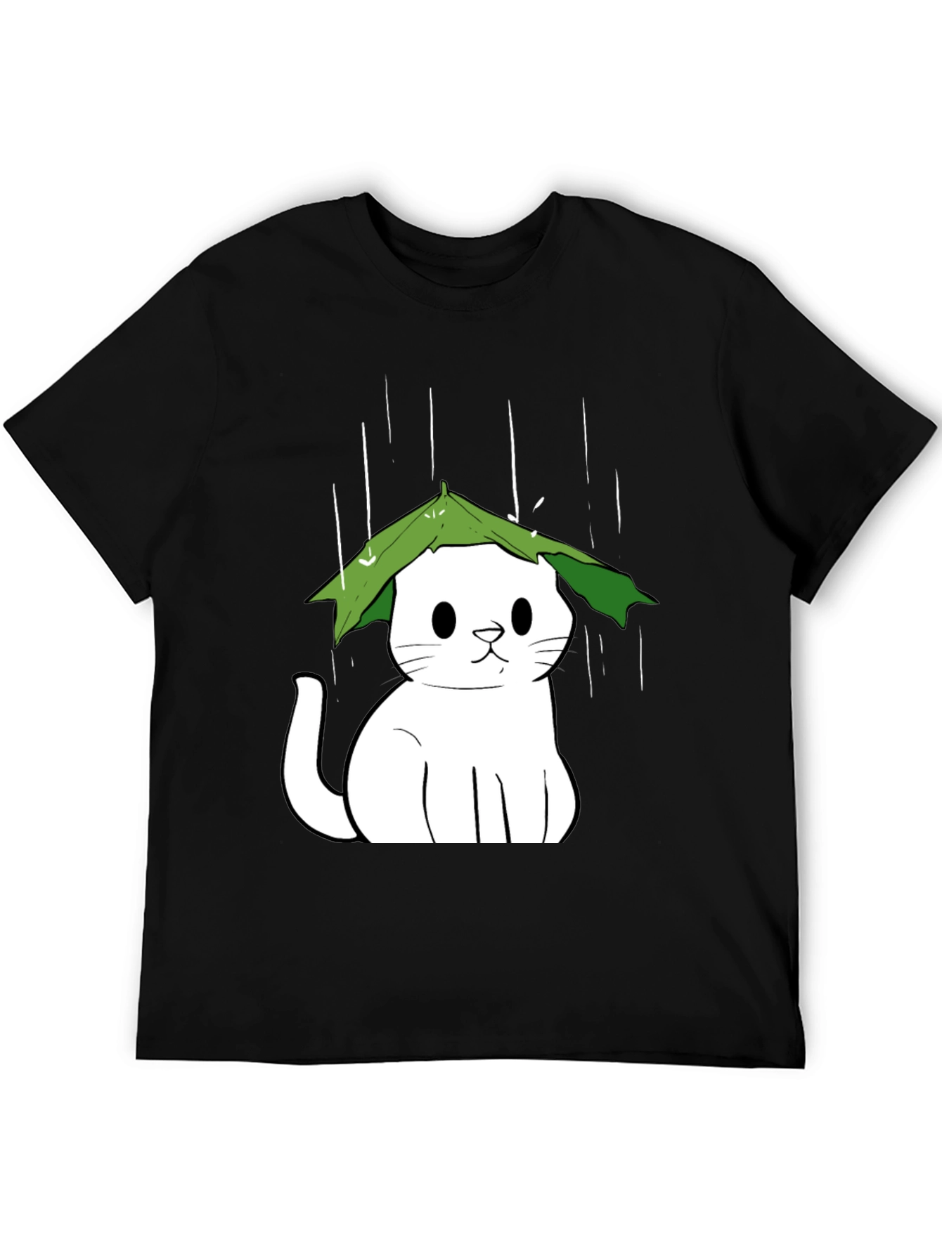 Cat Under Leaf Umbrella T-Shirt