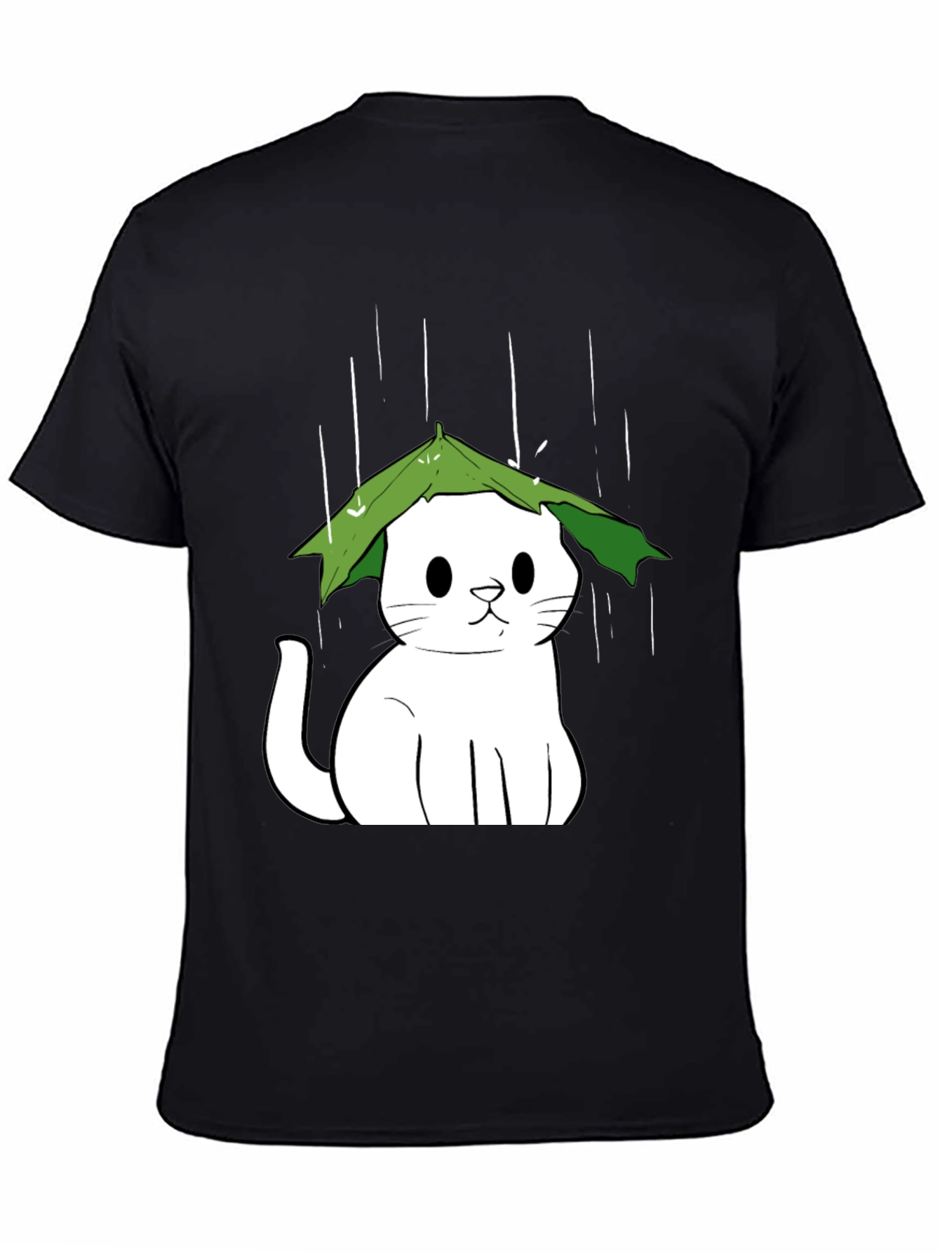 Cat Under Leaf Umbrella T-Shirt