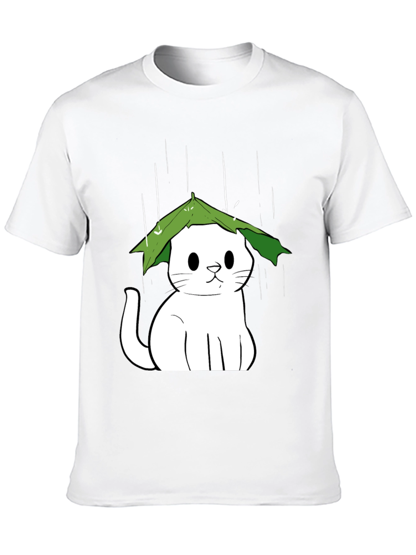 Cat Under Leaf Umbrella T-Shirt