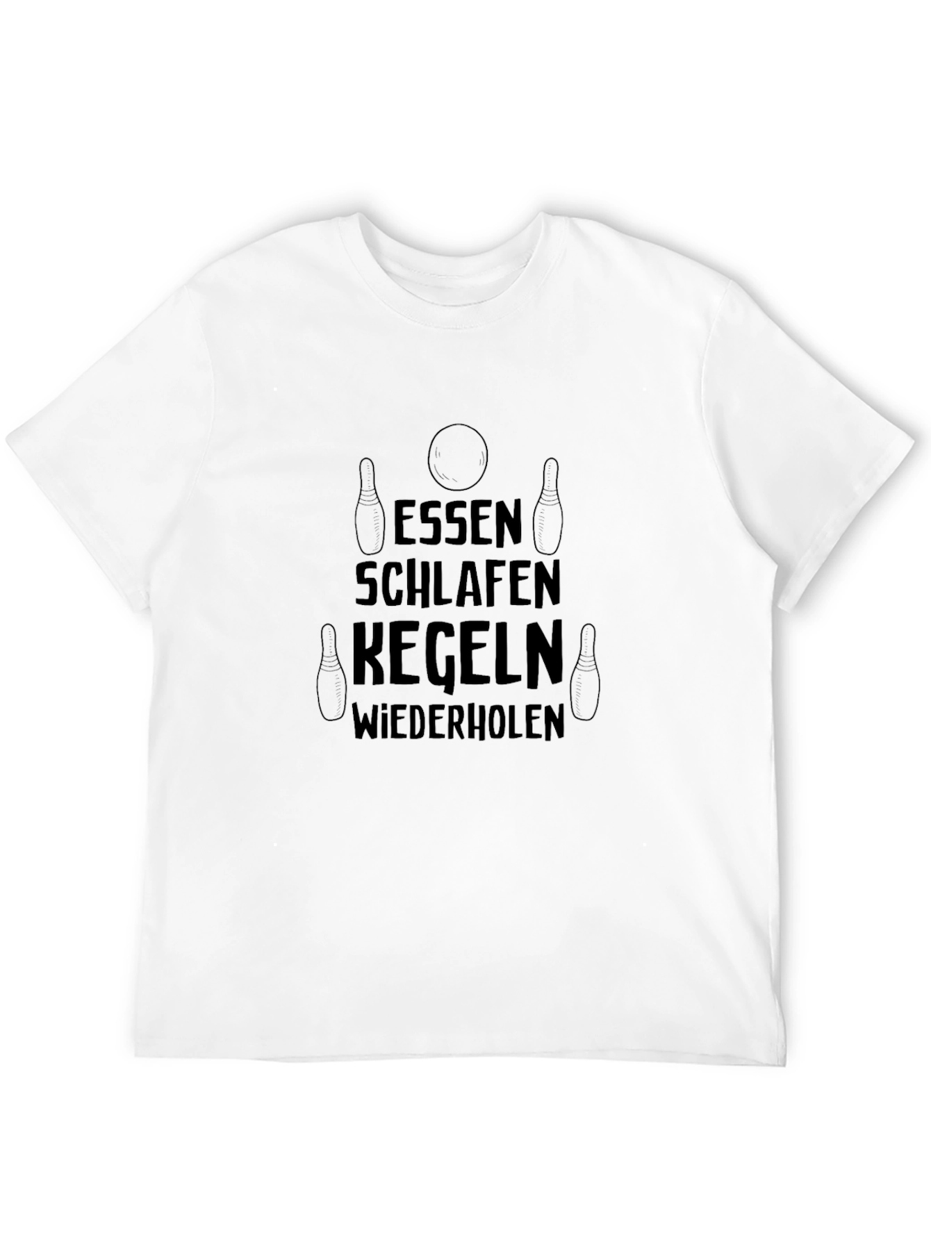 Mens Black Essen Schlafen Kegeln T-Shirt