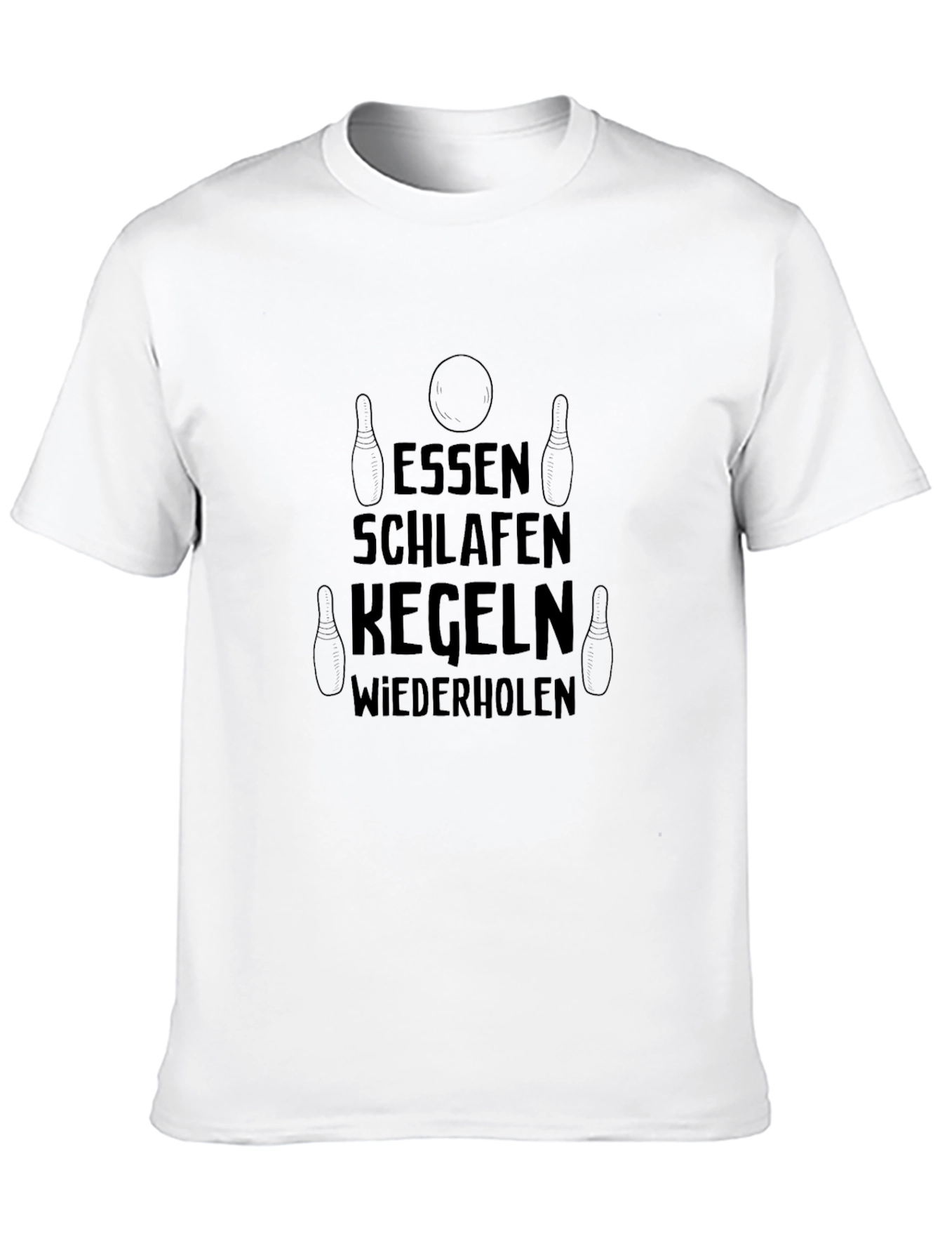 Mens Black Essen Schlafen Kegeln T-Shirt