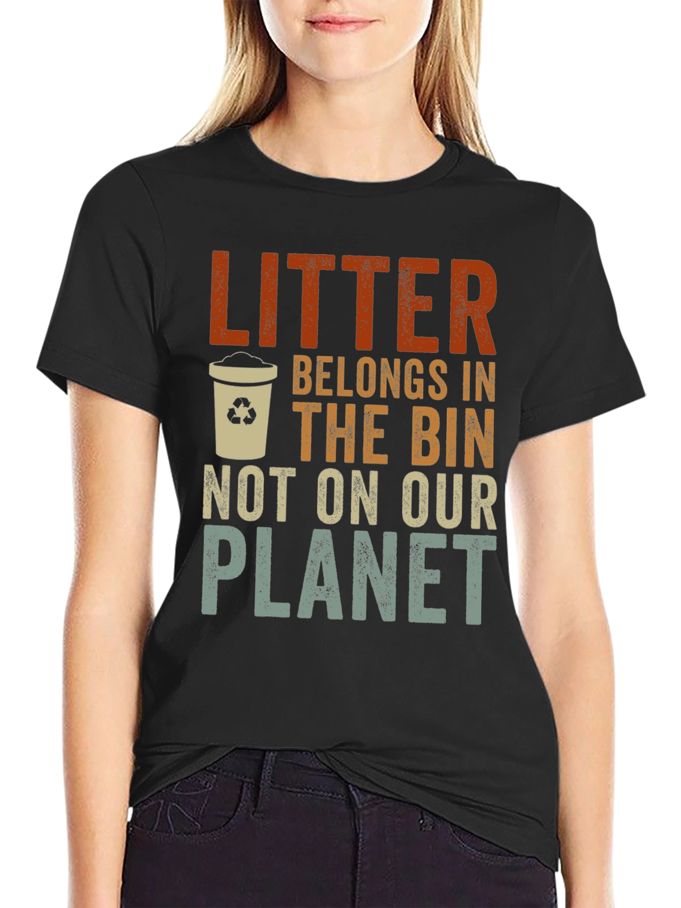 Litter Belongs In The Bin Graphic T-Shirt