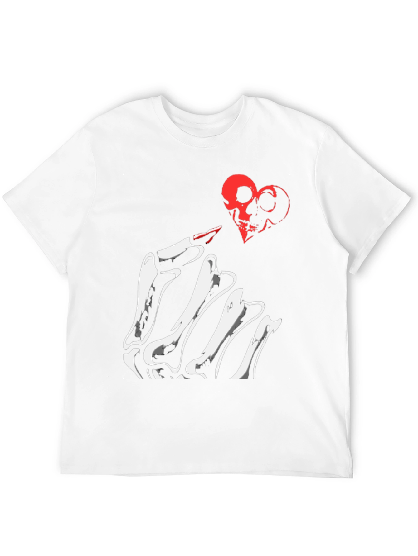 Skeleton Hand Heart Skulls Graphic Tee