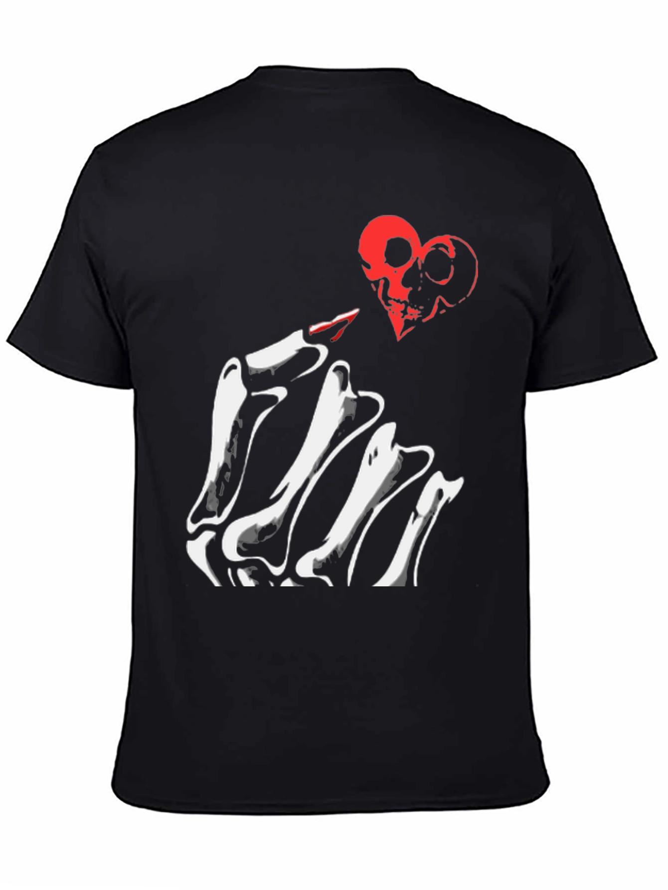 Skeleton Hand Heart Skulls Graphic Tee