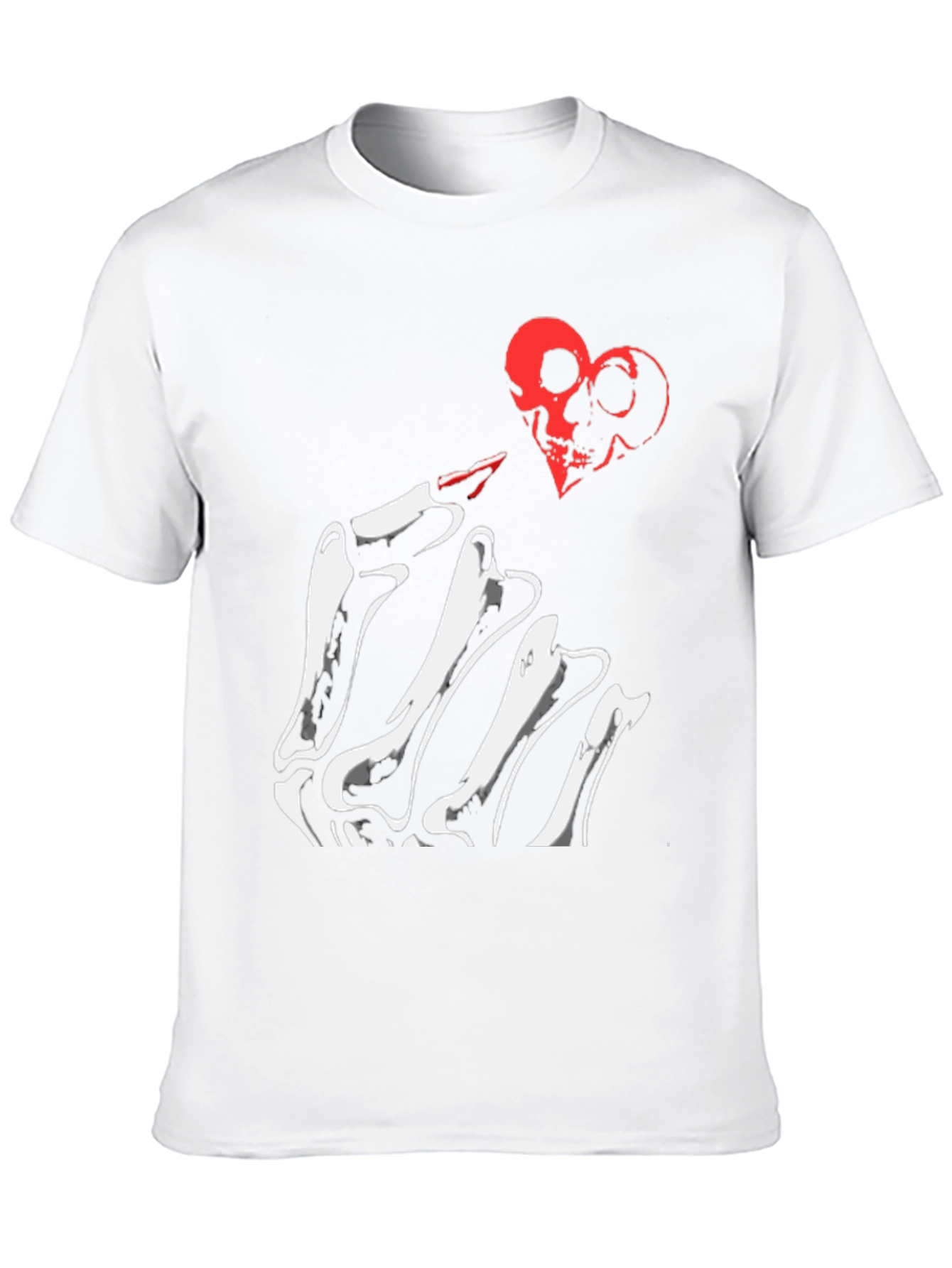 Skeleton Hand Heart Skulls Graphic Tee