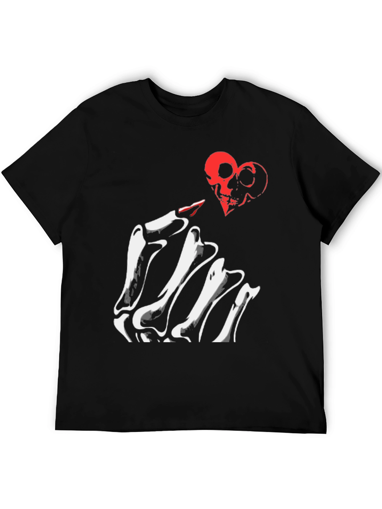 Skeleton Hand Heart Skulls Graphic Tee