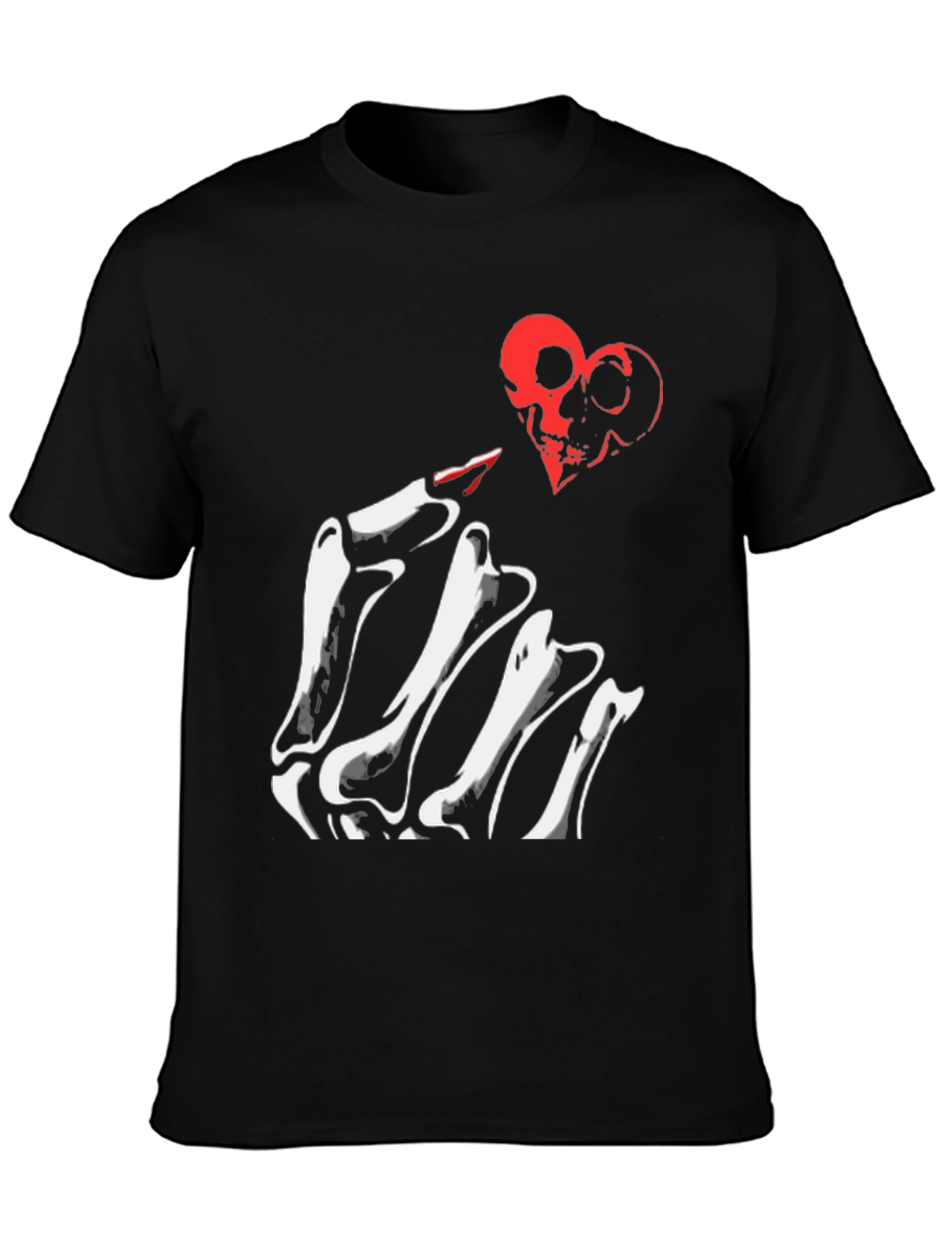 Skeleton Hand Heart Skulls Graphic Tee
