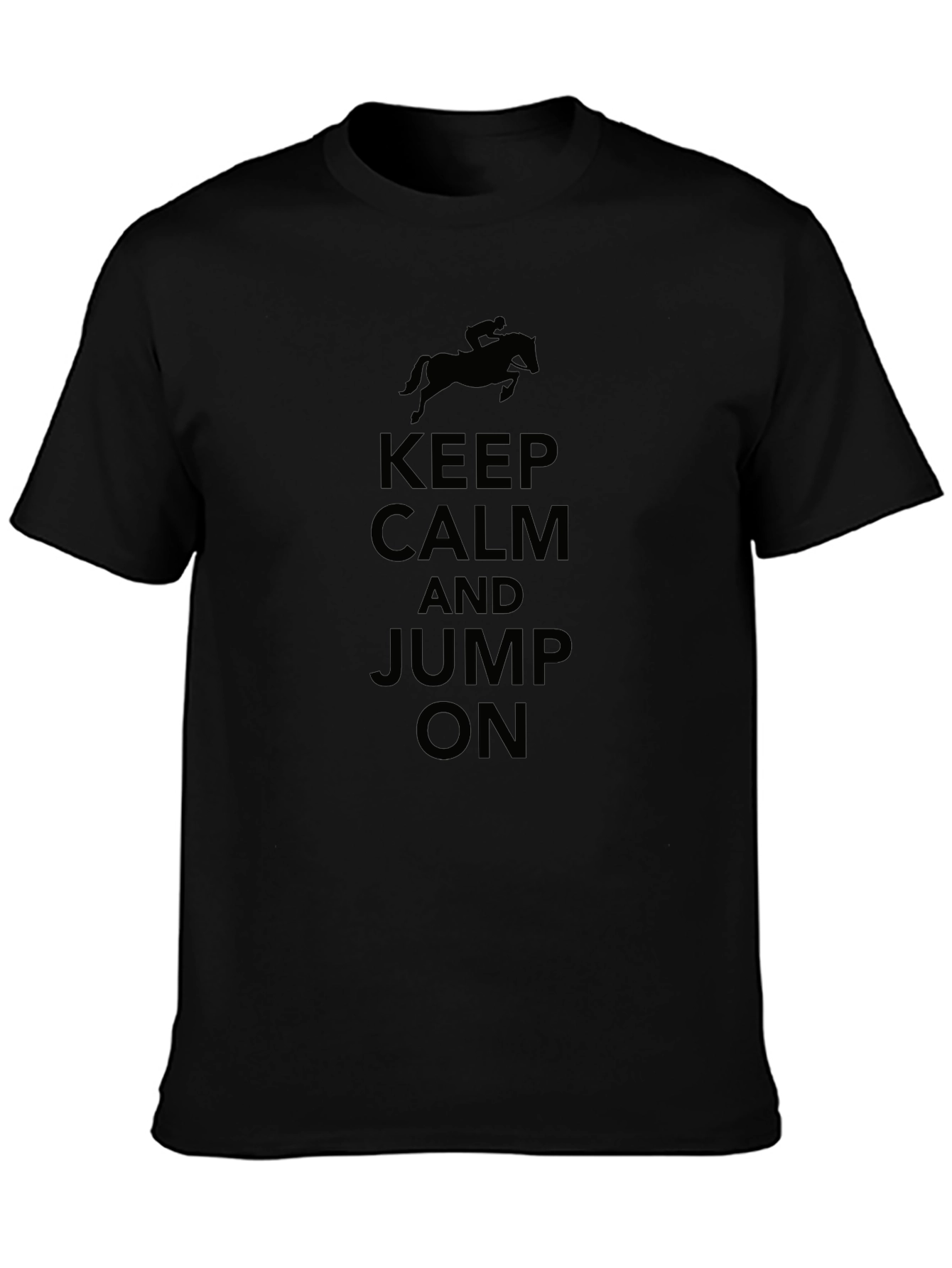 Keep Calm and Jump On Black T-Shirt Equestrian Style