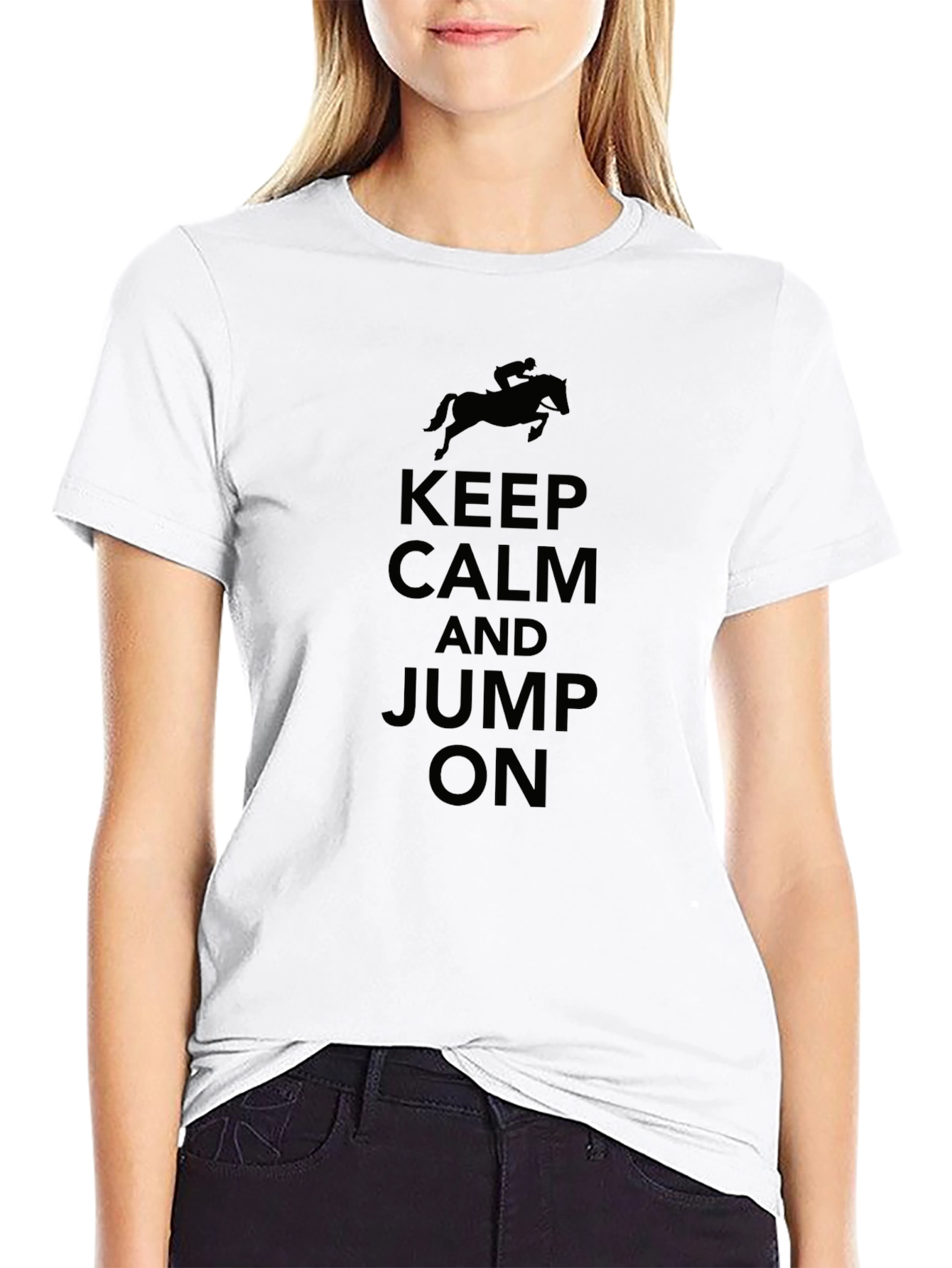 Keep Calm and Jump On Black T-Shirt Equestrian Style