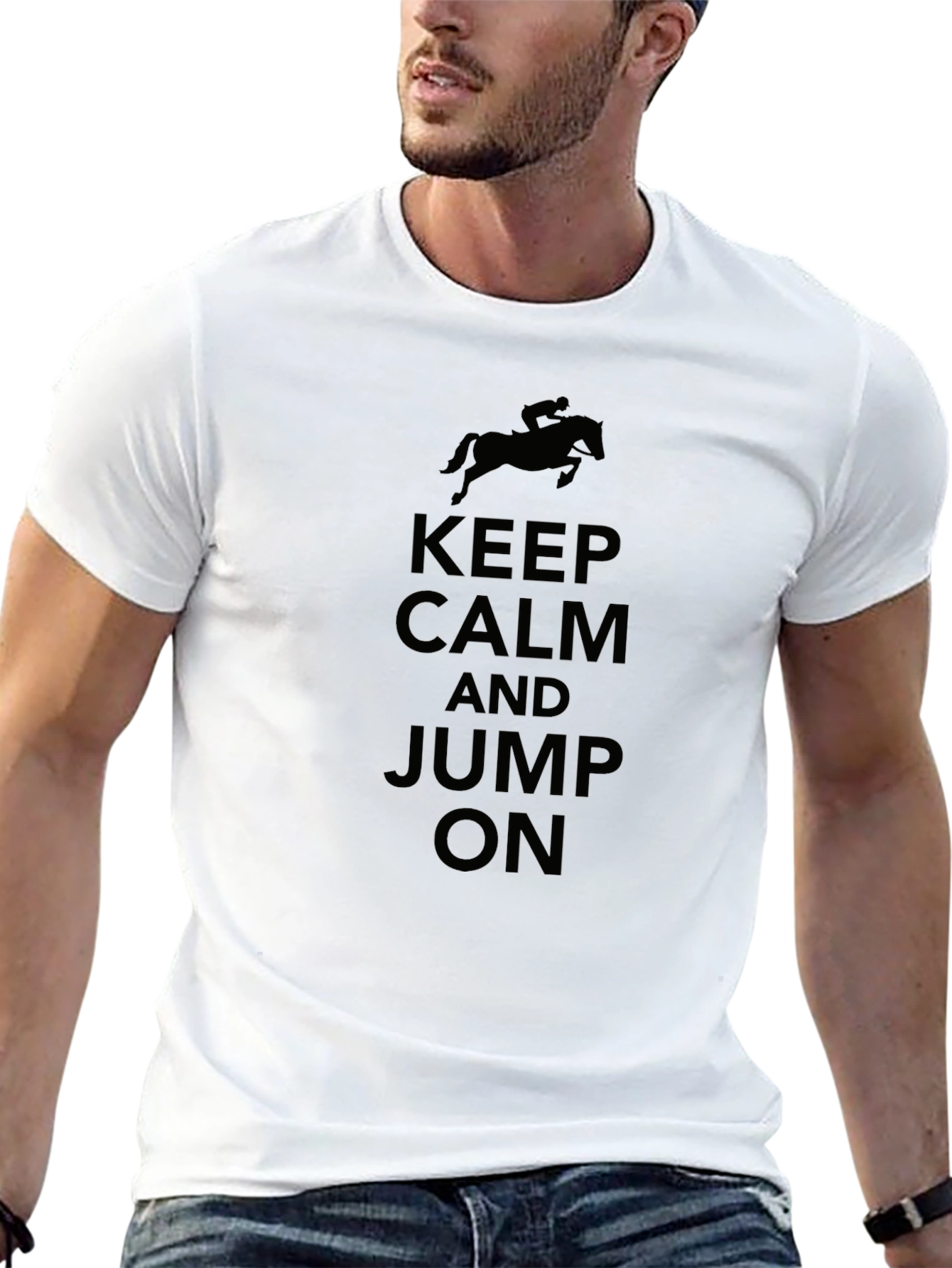 Keep Calm and Jump On Black T-Shirt Equestrian Style