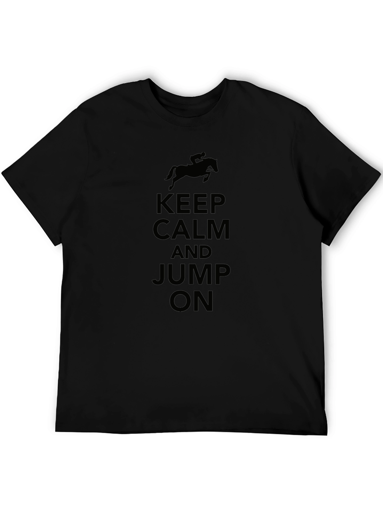 Keep Calm and Jump On Black T-Shirt Equestrian Style