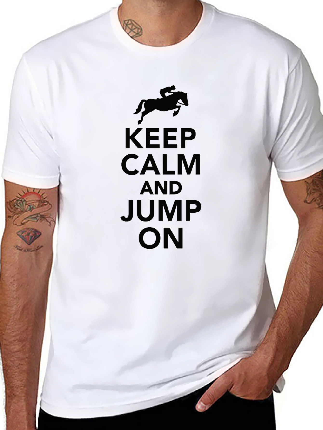 Keep Calm and Jump On Black T-Shirt Equestrian Style