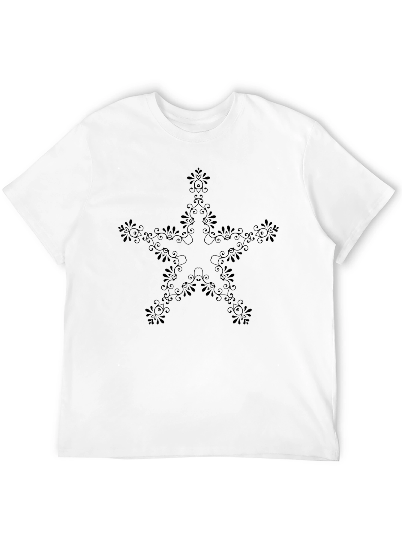 Stylish Black Floral Star Tee