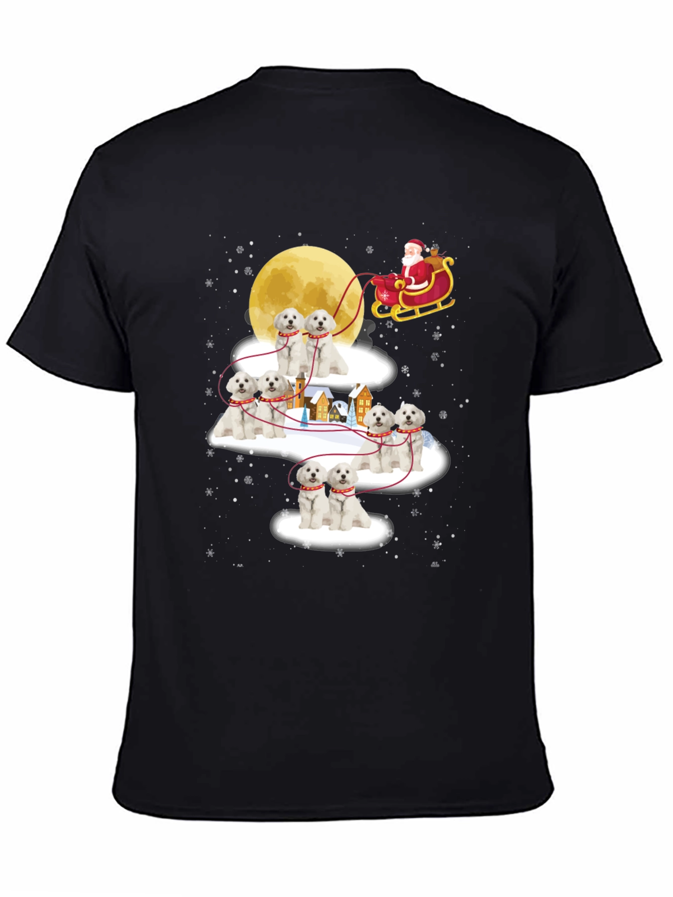 Maltese Christmas Dog Sleigh T-Shirt