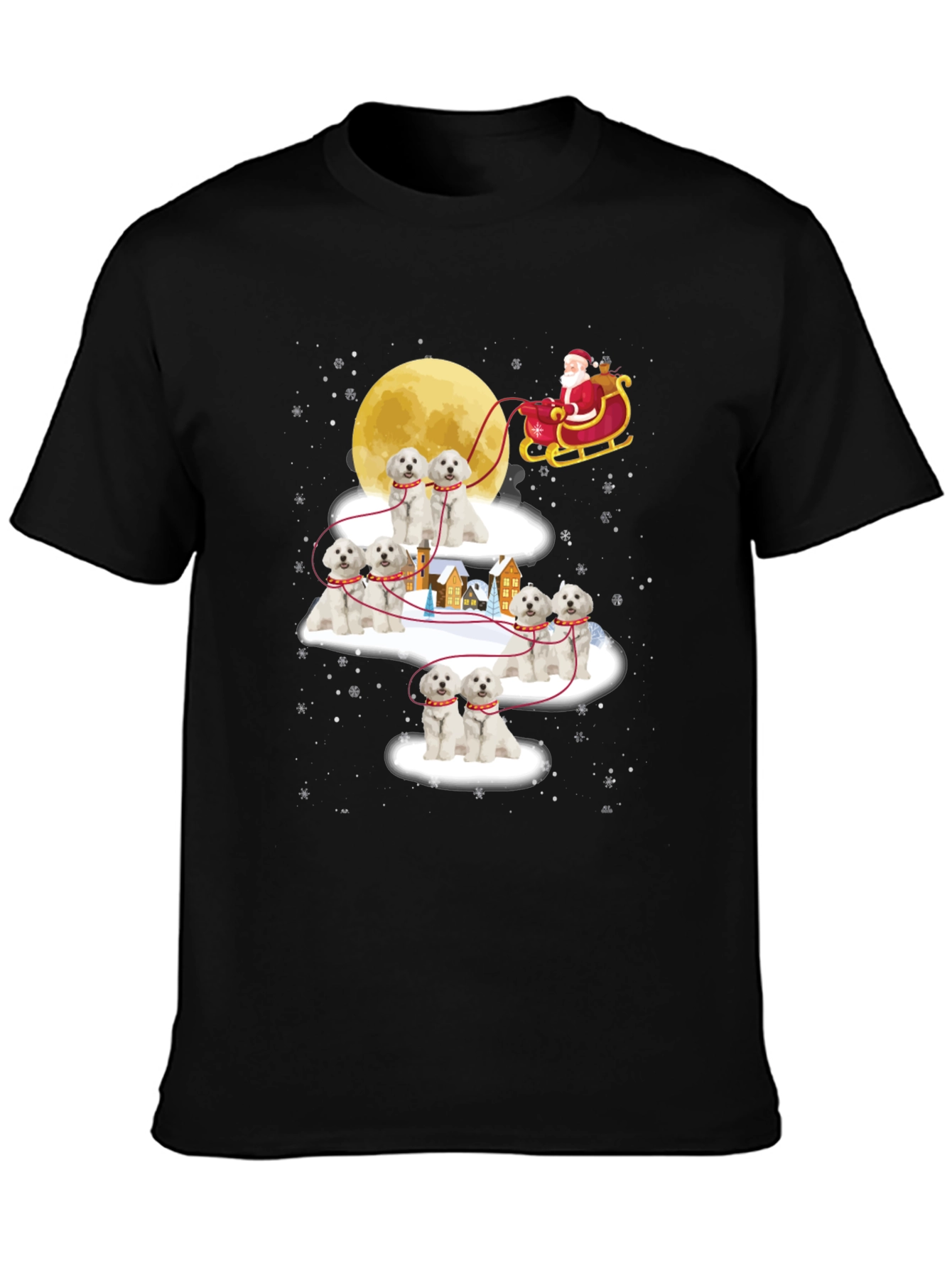 Maltese Christmas Dog Sleigh T-Shirt